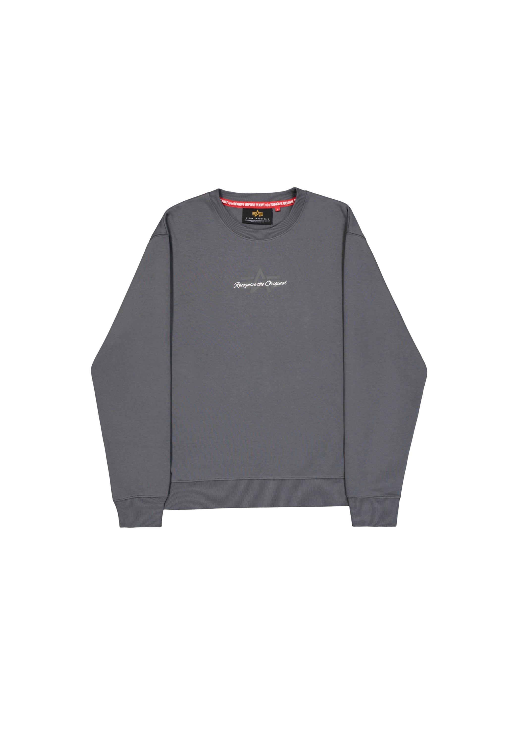 Sweater ALPHA INDUSTRIES "Foam ML Sweatshirt", Herren, Gr. XXL, grauschwarz, Obermaterial: 80% Baumwolle, 20% Polyester, regular fit, Sweatshirts Sweater