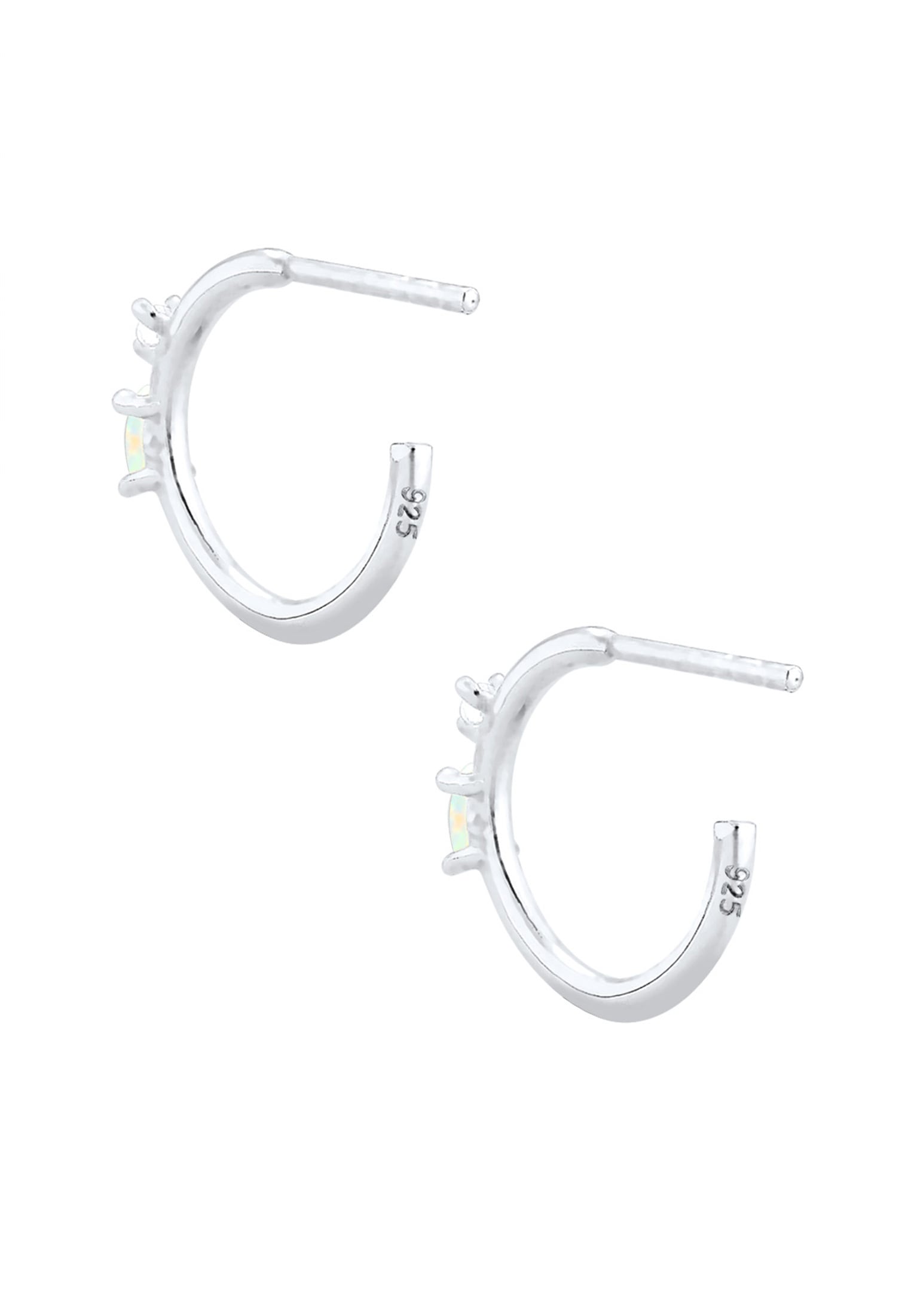 Elli Paar Creolen »Stecker Opal Marquise und Zirkonia 925 Silber«