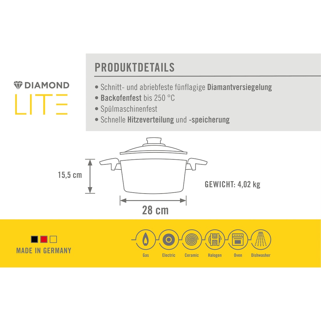 WOLL Kochtopf »DiamondLite«, Aluminiumguss, (1 tlg.)