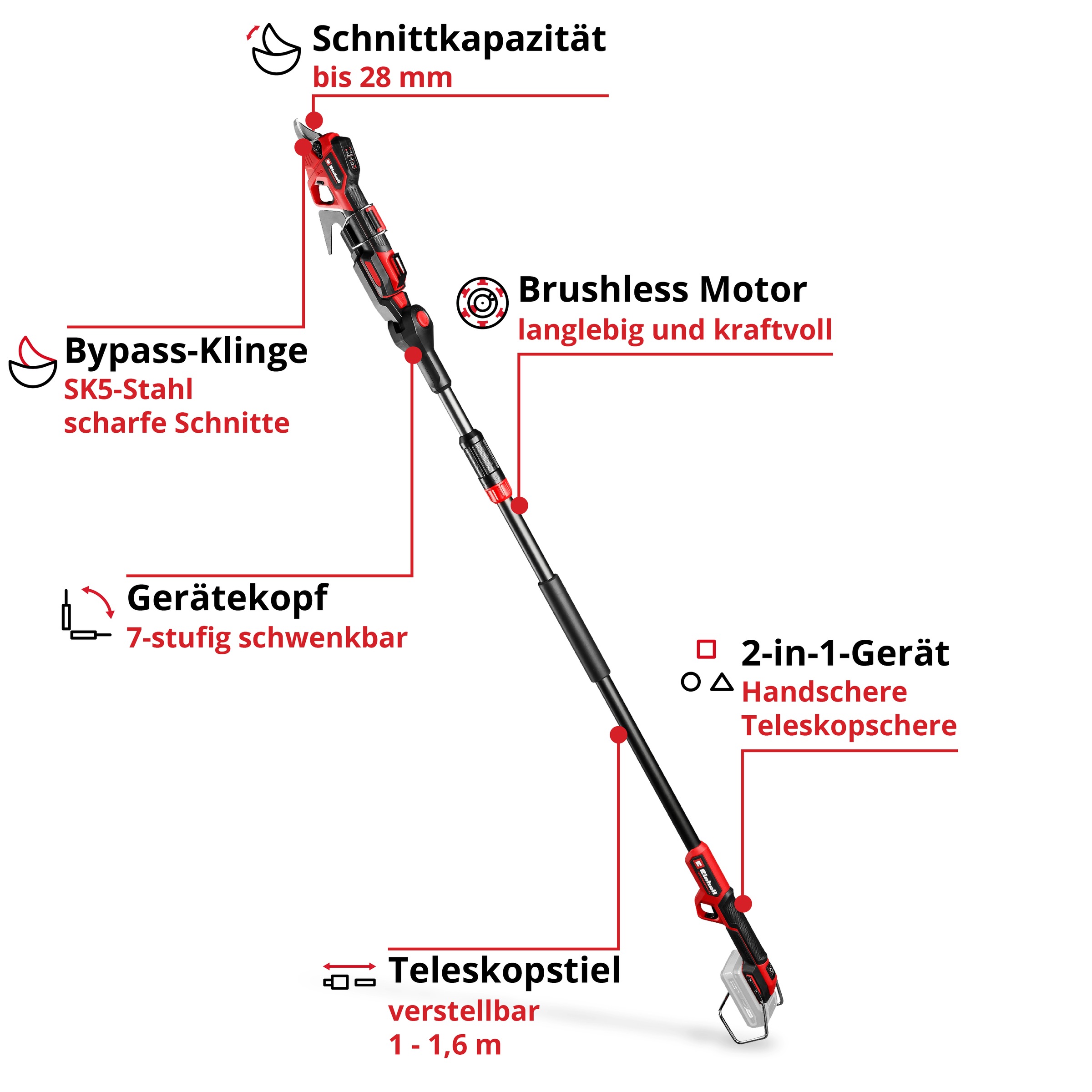 Einhell Akku-Astschere »»»GP-LS 18/28 Li T BL-Solo«««, ohne Akku, ohne Ladegerät