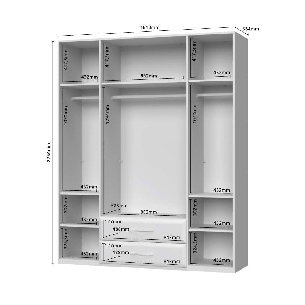 Home affaire Kleiderschrank »Gala, beige hochglänzend UV lackiert, kratzfest, FSC-zertifiziert«, (abgerundete Schubladen aus MDF im Holzdekor, soft-close), hoher Schrank (224cm), wahlweise in 4 Breiten, Made in Europe