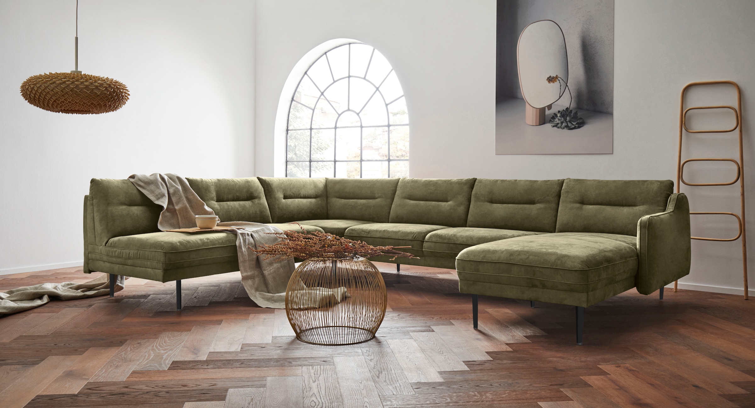 Home affaire Wohnlandschaft "Nordfyn U-Form" edles Design in 3 Bezugsqualit günstig online kaufen