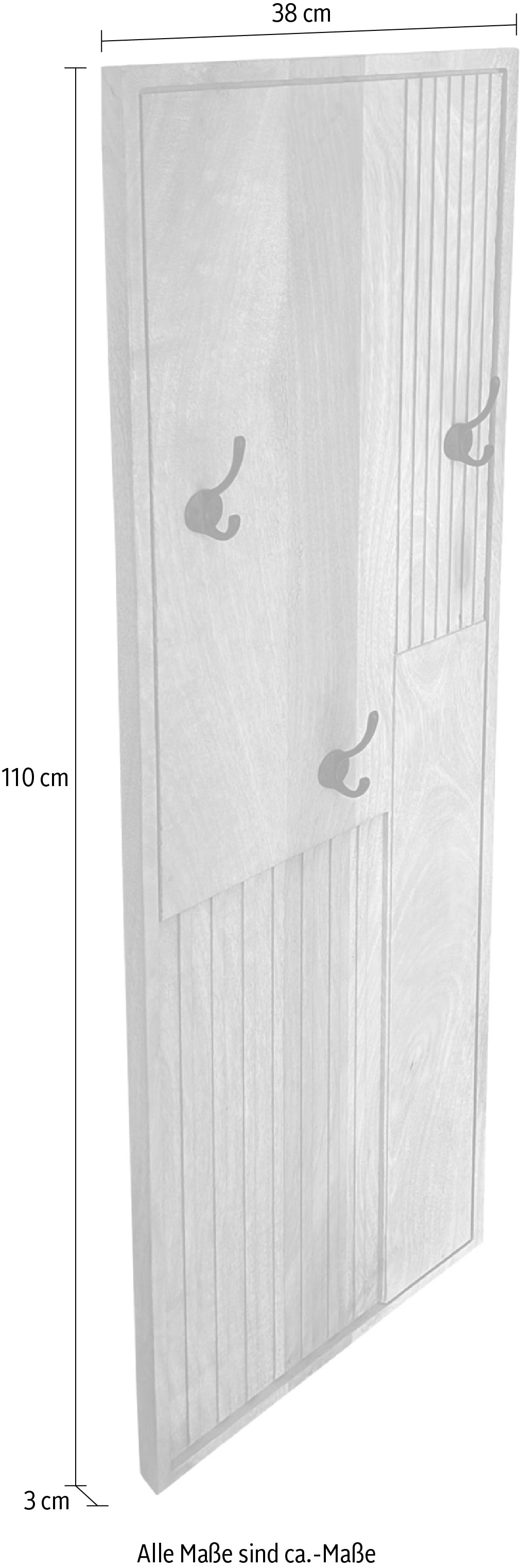 SIT Garderobenpaneel »Garderobe – Massives Mangoholz mit dekorativem Lamellen‑Design« Massives Mangoholz‑Garderobenpaneel mit dekorativem Lamellen‑Design