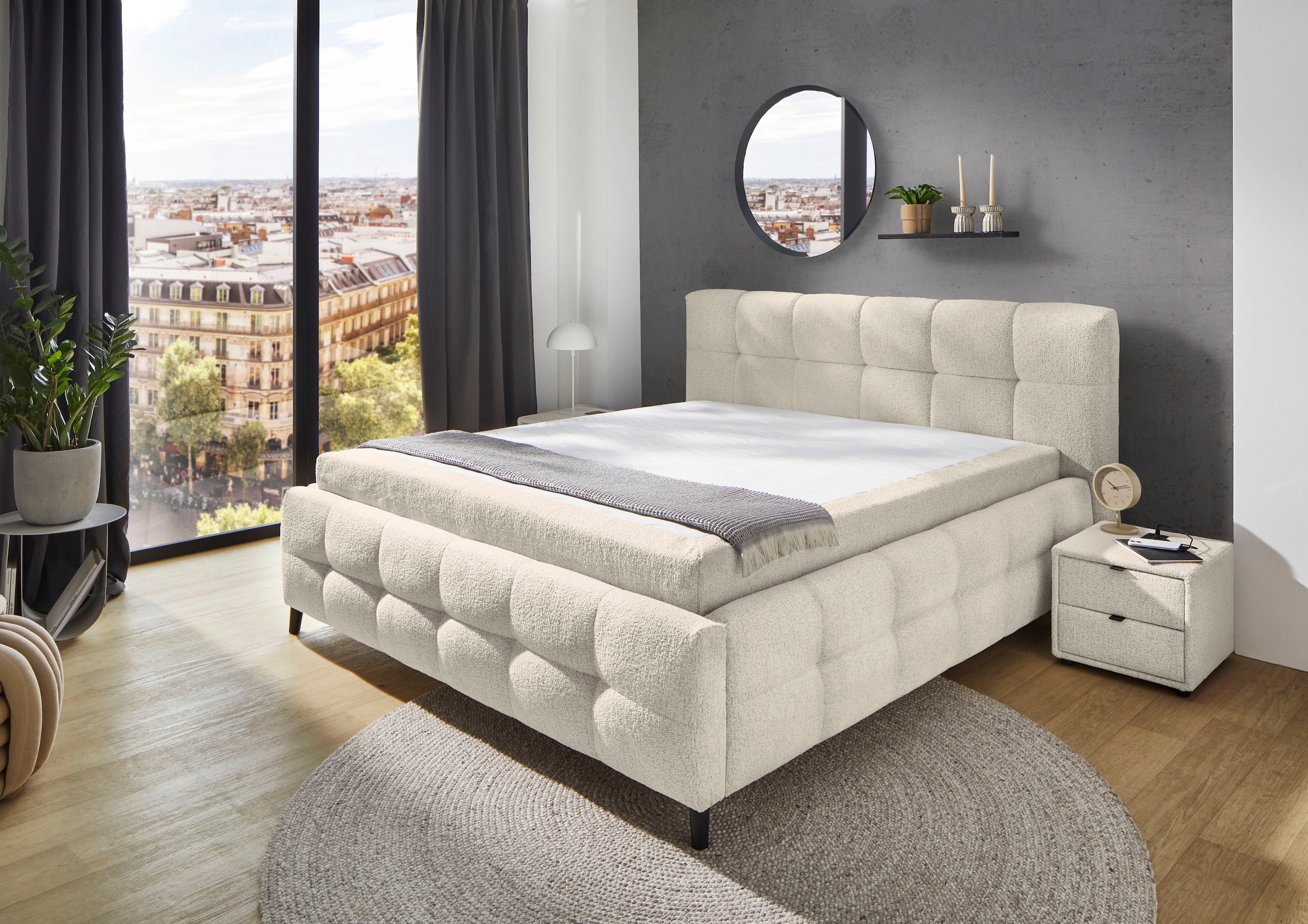 Polsterbett, B:212cm H:112cm L:224cm, beige, JOCKENHÖFER GRUPPE, Bezug Bett: Flachgewebe (100% Polyester);und Matratzenspiegel: 100% Polyester,
