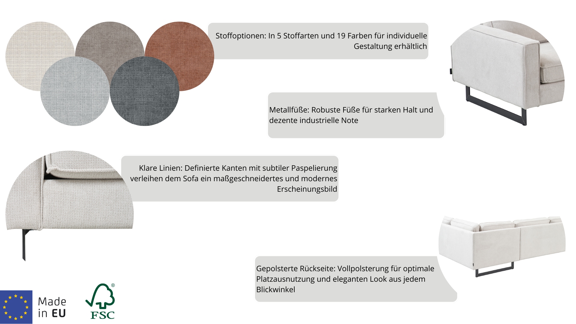 Thumbnail - Home affaire 2-Sitzer "Pinto, 166 cm, Cord, Chenille, Lederoptik" mit Keder, schwarze Metallfüße, Wellenunterfederung