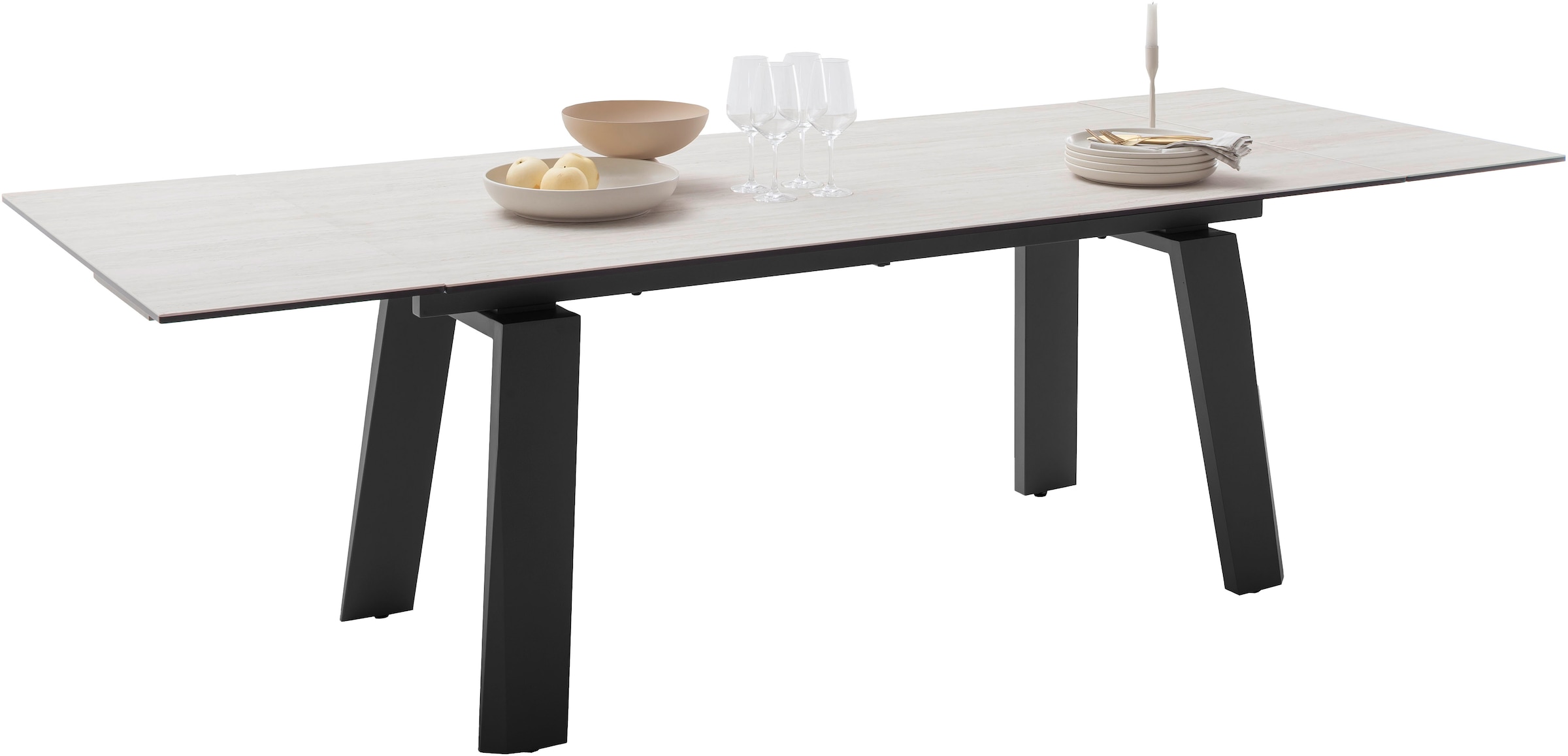 MCA furniture Esstisch »Kalamata« 1 Stk. tlg. Auszugstisch, Stirnauszug, Metallgestell, Keramik, Sicherheitsglas