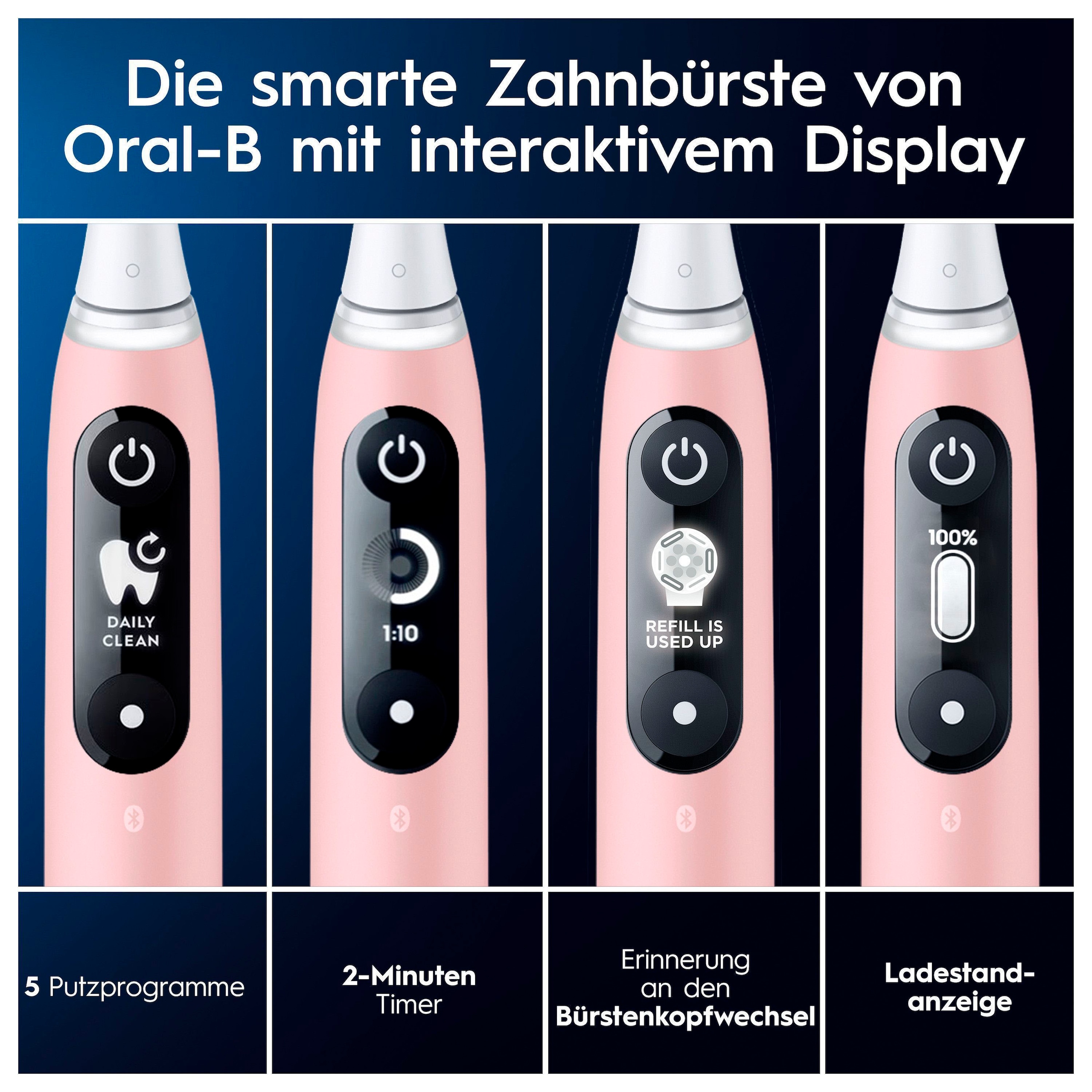 Oral-B Elektrische Zahnbürste »iO Series 6«, 2 St. Aufsteckbürsten, Magnet-Technologie, Display & Reiseetui