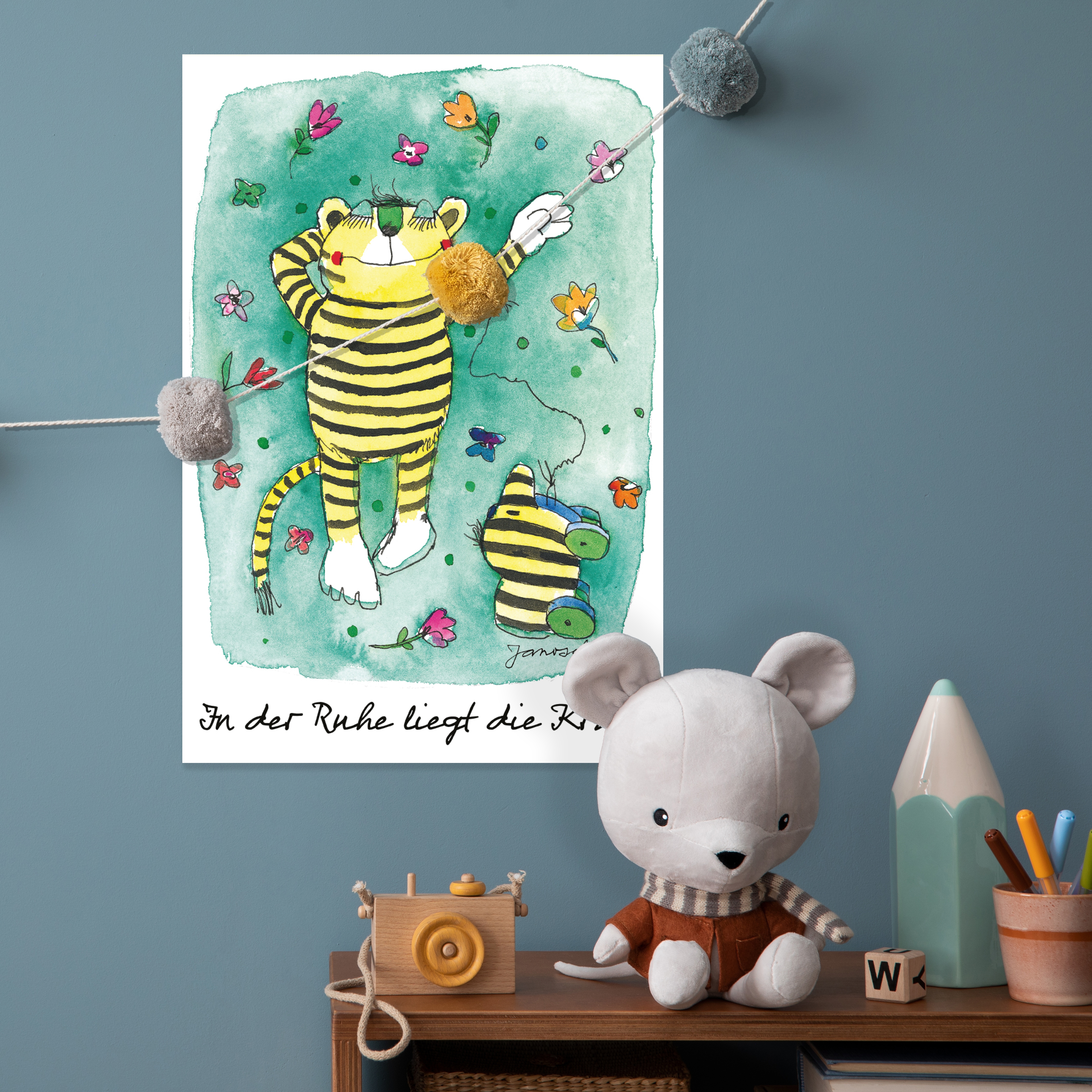 LuckyLinde Wanddekoobjekt "Der kleine Tiger - In der Ruhe..." Exklusive JANOSCH Kindermotive, Stahlschild