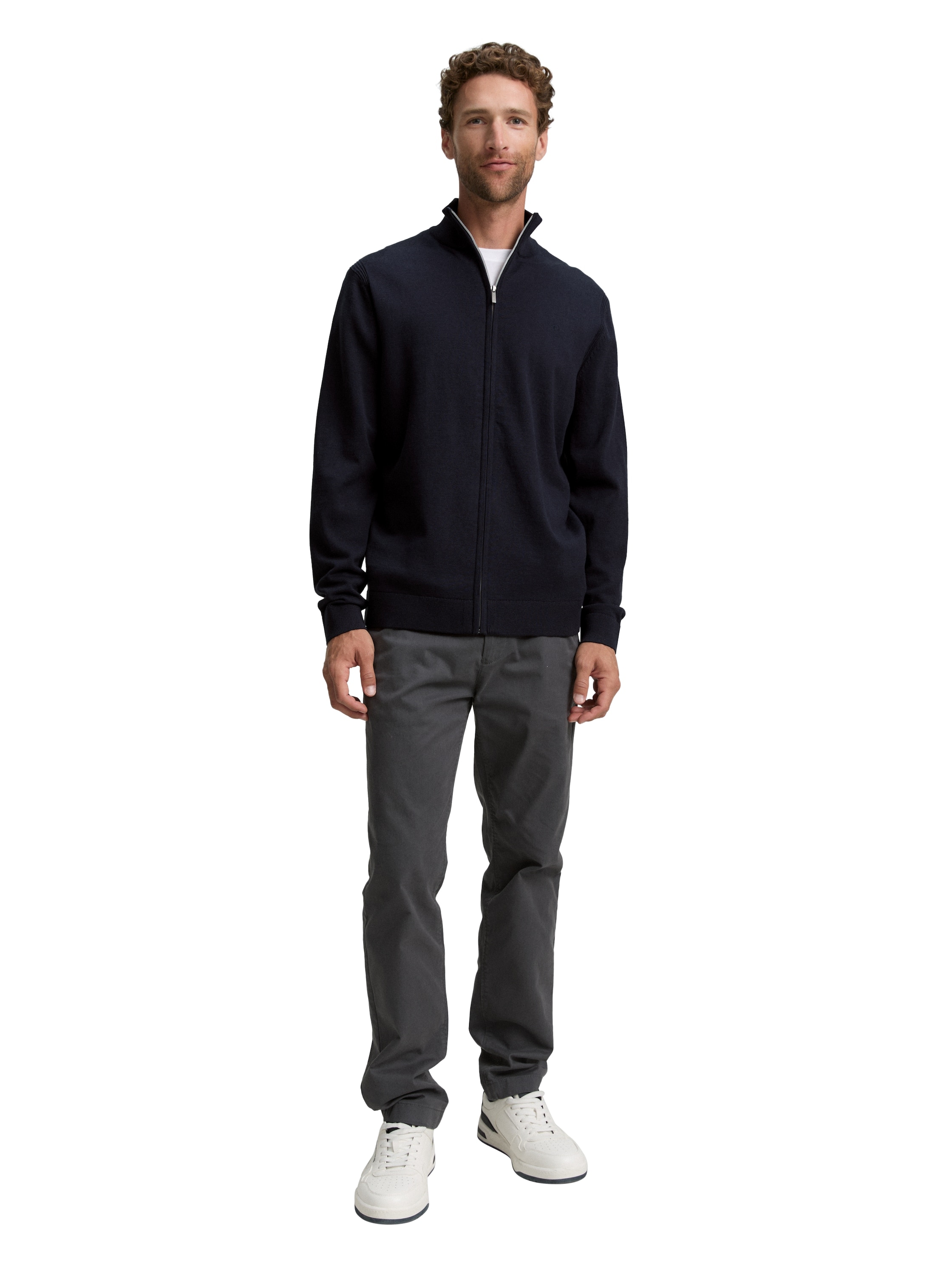 TOM TAILOR Strickjacke, mit Logo Stickerei