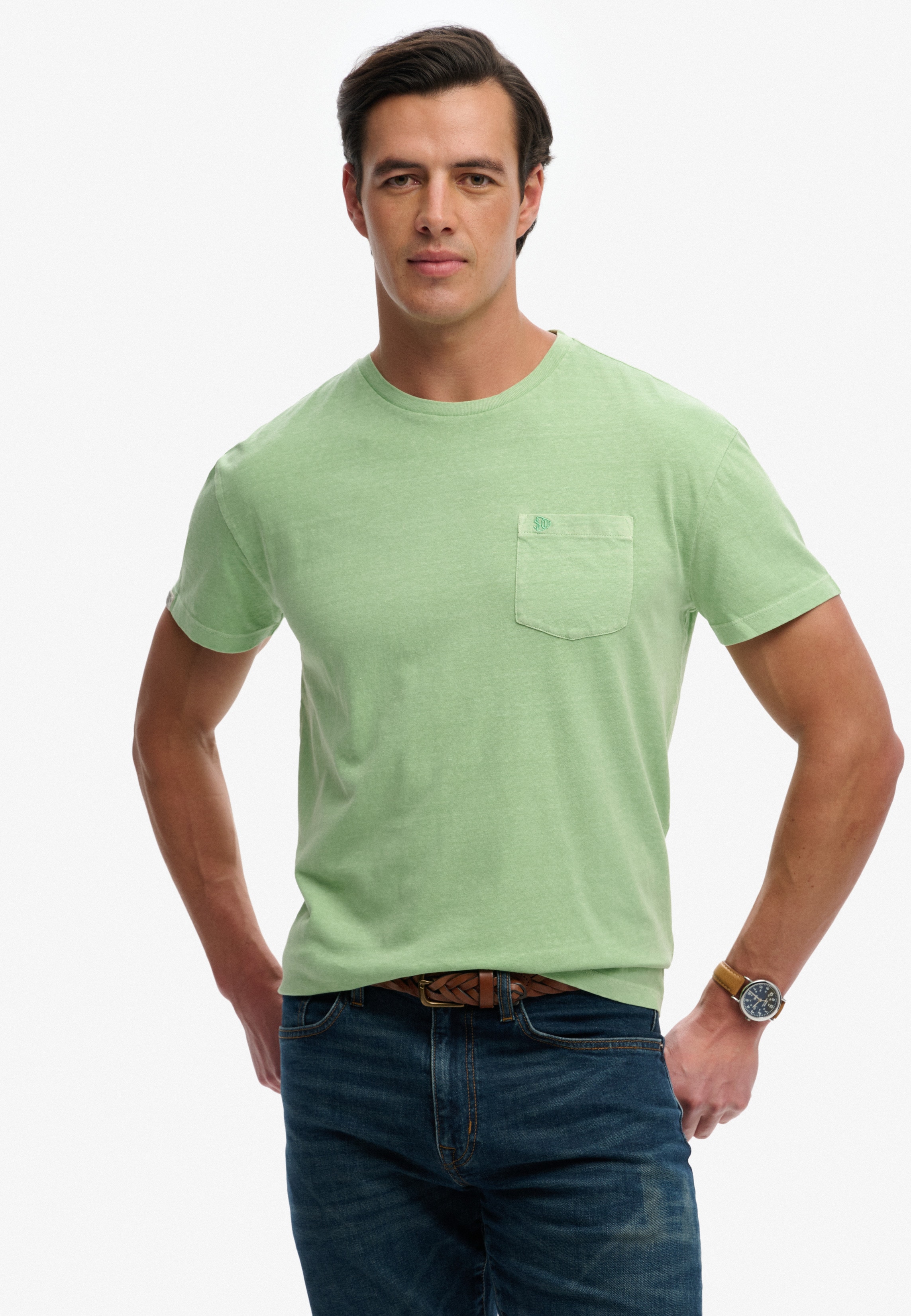 Superdry "COTTON CLASSIC LINEN PKT TEE" Baumwollmischung, relaxed fit aus luftig leichtem Baumwoll-Leinen-Mix
