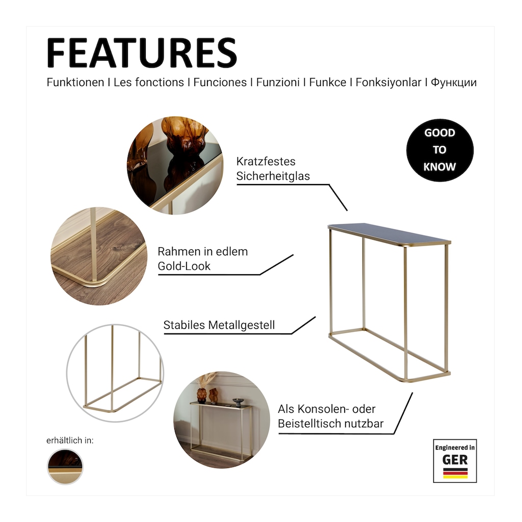 Jahnke Konsolentisch »CIRCO CONSOLE«, (1 St.), gebogene Rahmenteile, Konsole, Beistelltisch