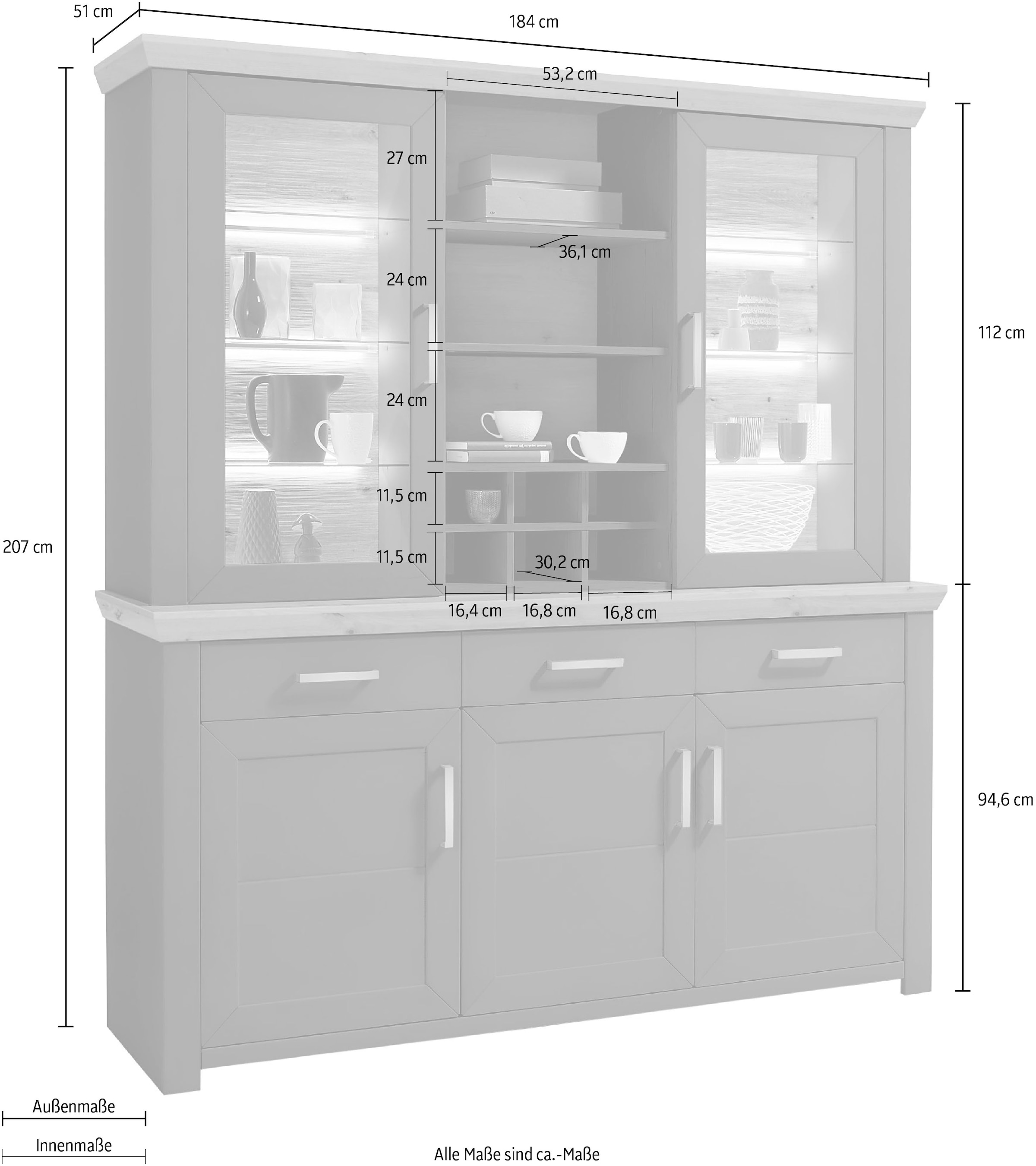 2-teilig Musterring und BAUR | »york«, bestellen Aufsatzschrank) set (Sideboard Buffetschrank by one