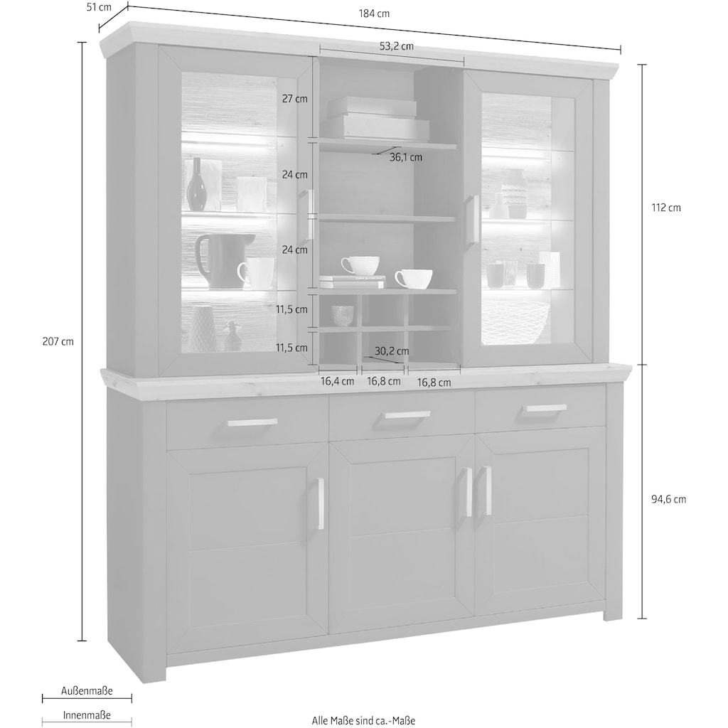 set one by Musterring Buffetschrank »york«, 2-teilig (Sideboard und Aufsatzschrank)