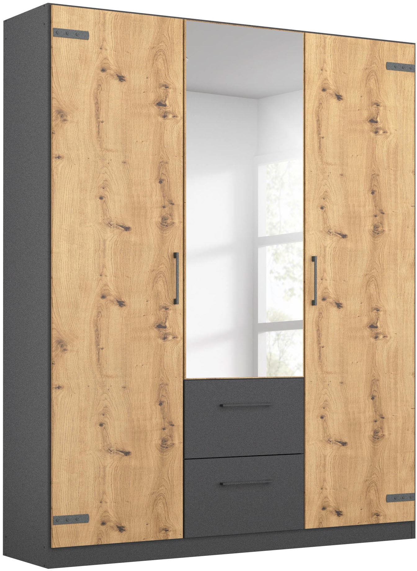 rauch Drehtürenschrank "Holmes" im Industrial Style, mit Schubkästen, mit o günstig online kaufen