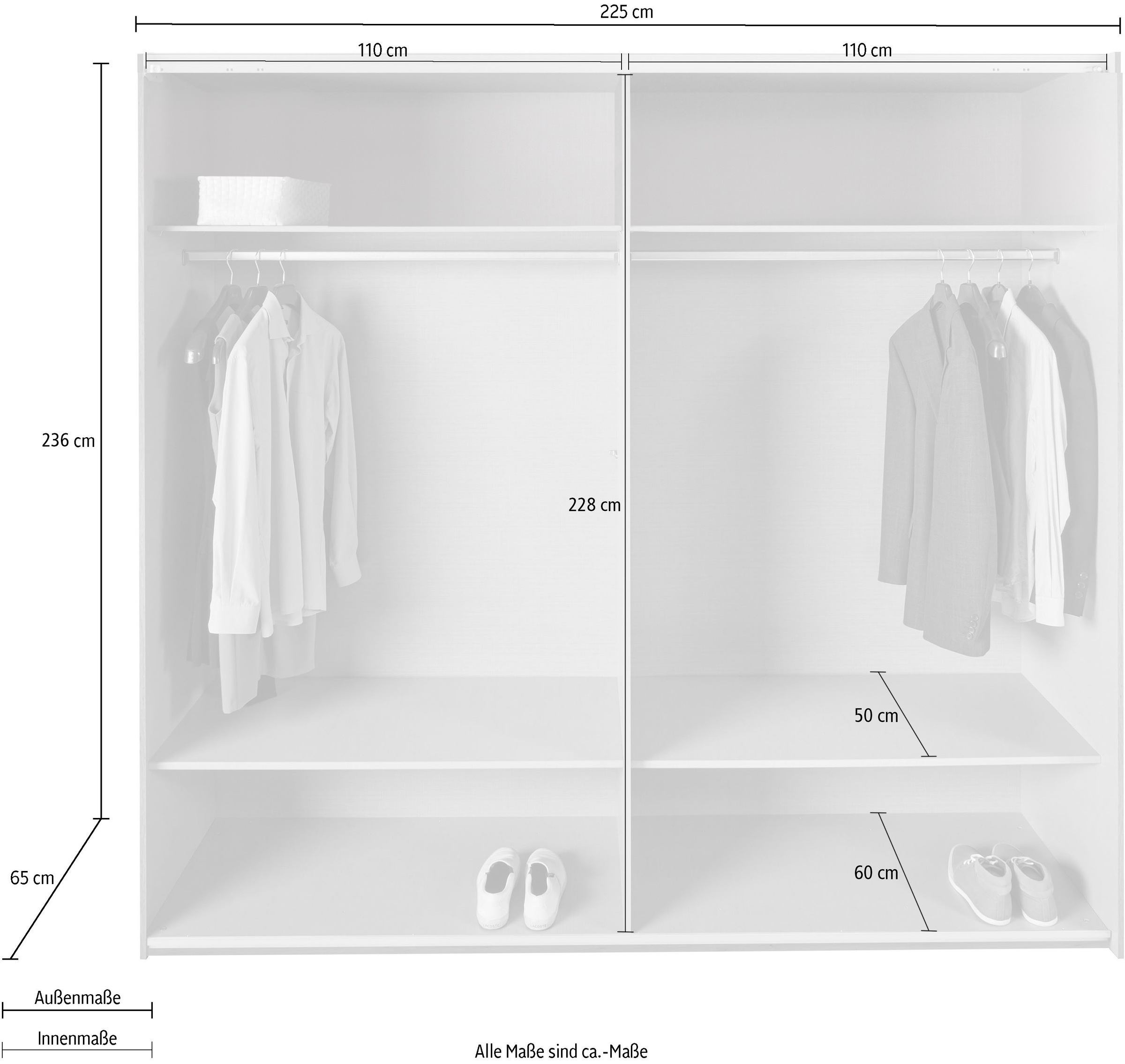 Wimex Schwebetürenschrank »Altona«, mit Glaselementen und zusätzlichen Einlegeböden