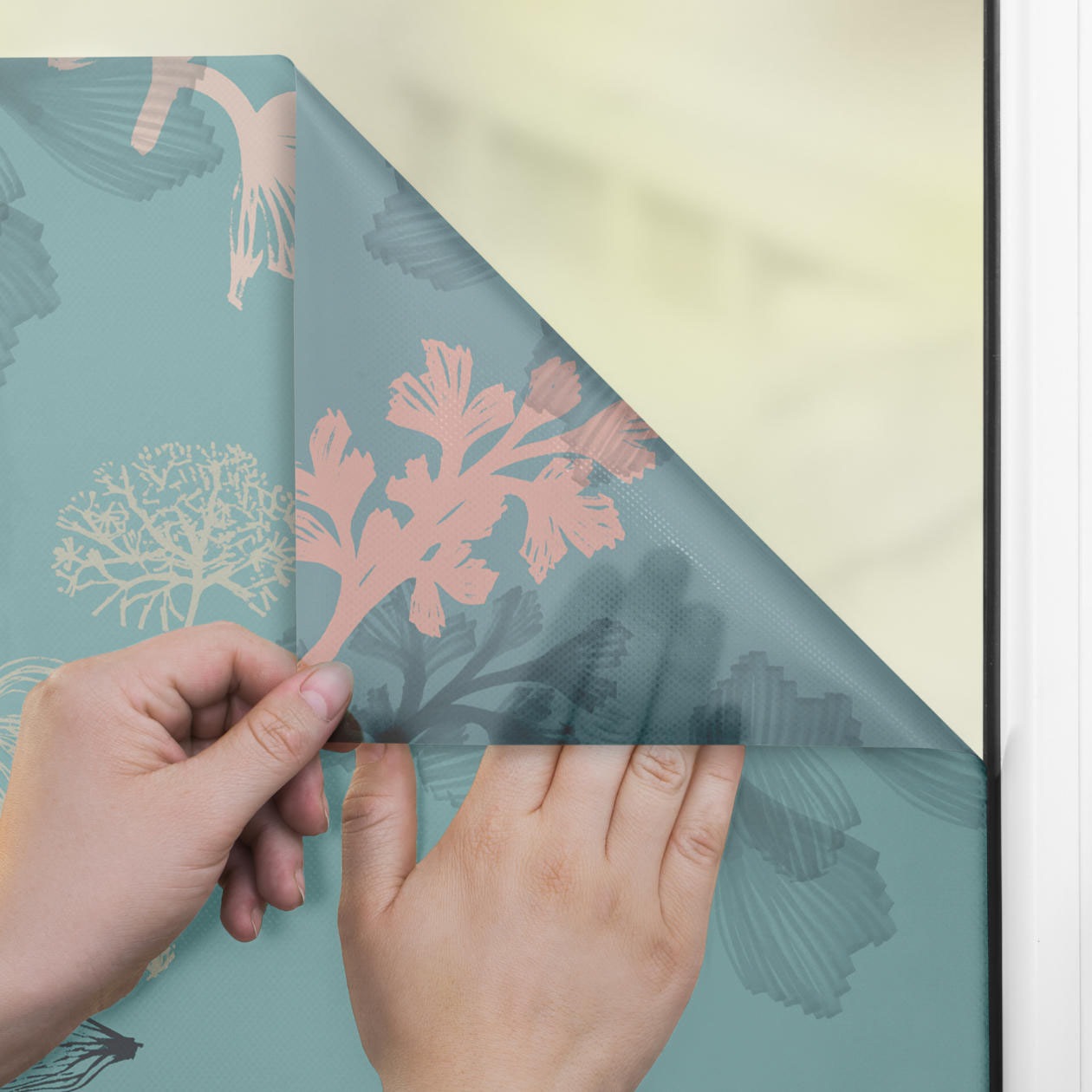 Fensterfolie LICHTBLICK ORIGINAL "Fensterfolie selbstklebend, Sichtschutz, Aqua Floral - Blau", blau, B:50cm L:50cm, Polyvinylchlorid (PVC), Fensterfolien 2