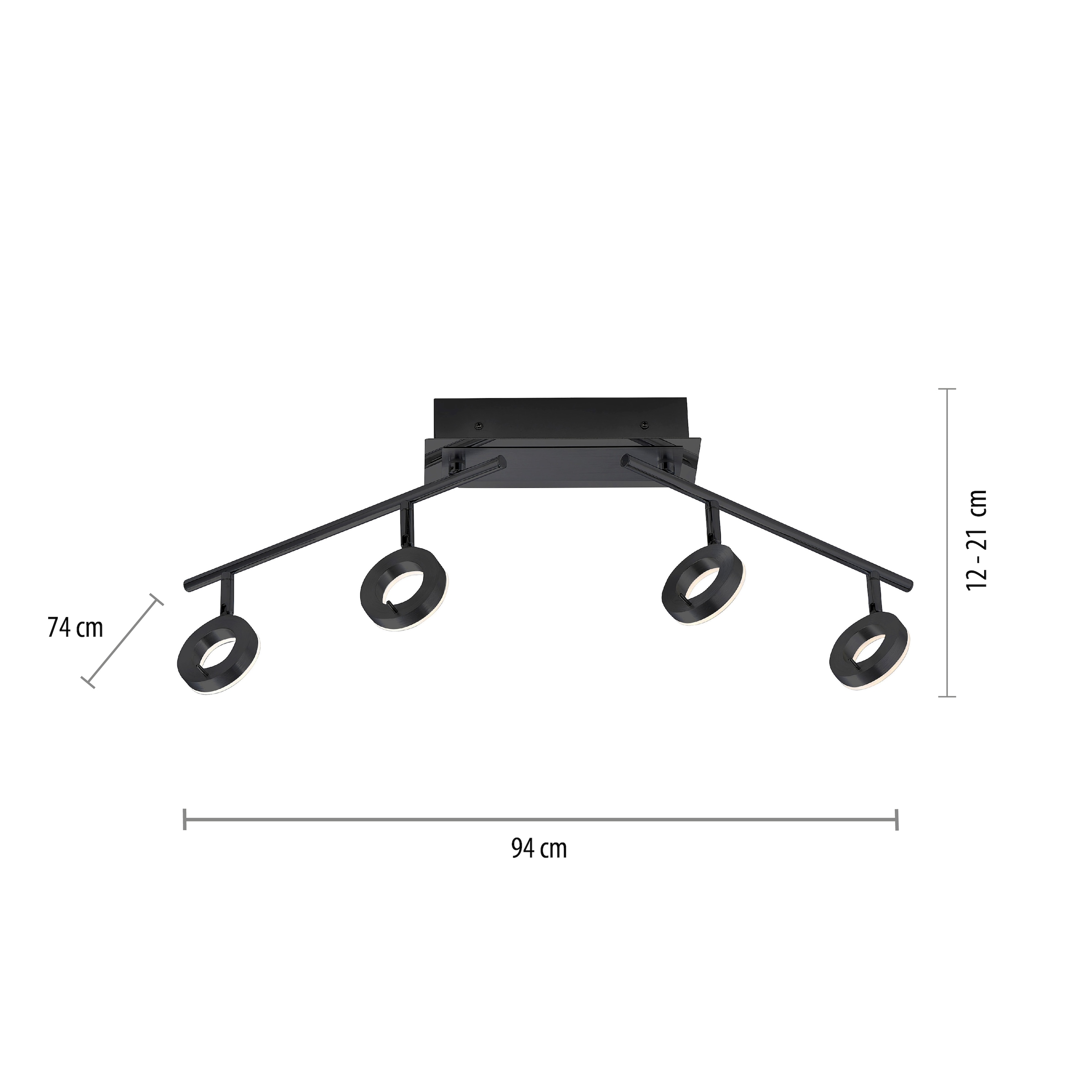 Paul Neuhaus Deckenleuchte »SILEDA«, 4 flammig, Leuchtmittel LED-Board | LED fest integriert, inkl. festverbaute LED, IP44, Spotköpfe verstellbar