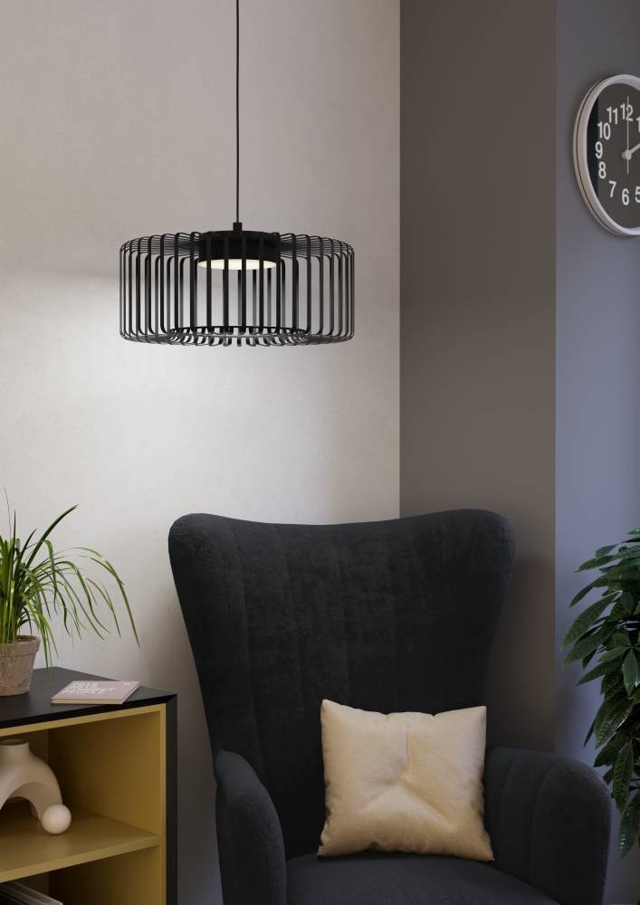 EGLO Hängeleuchte »GINESTRONE-Z Hängelampe schwarz, ZigBee 3.0, Timer, Pendelleuchte«, 1 flammig, Leuchtmittel LED-Modul | LED fest integriert, App / Sprachsteuerung Alexa, ‎110x45x45cm, exkl. Fernbedienung