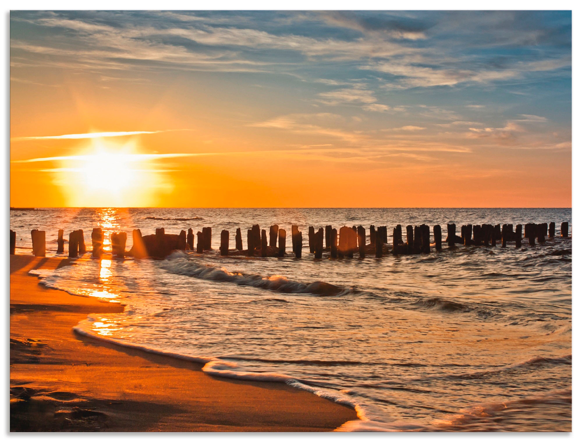 Artland Wandbild "Schöner Sonnenuntergang am Strand", Strand, (1 St.), als günstig online kaufen