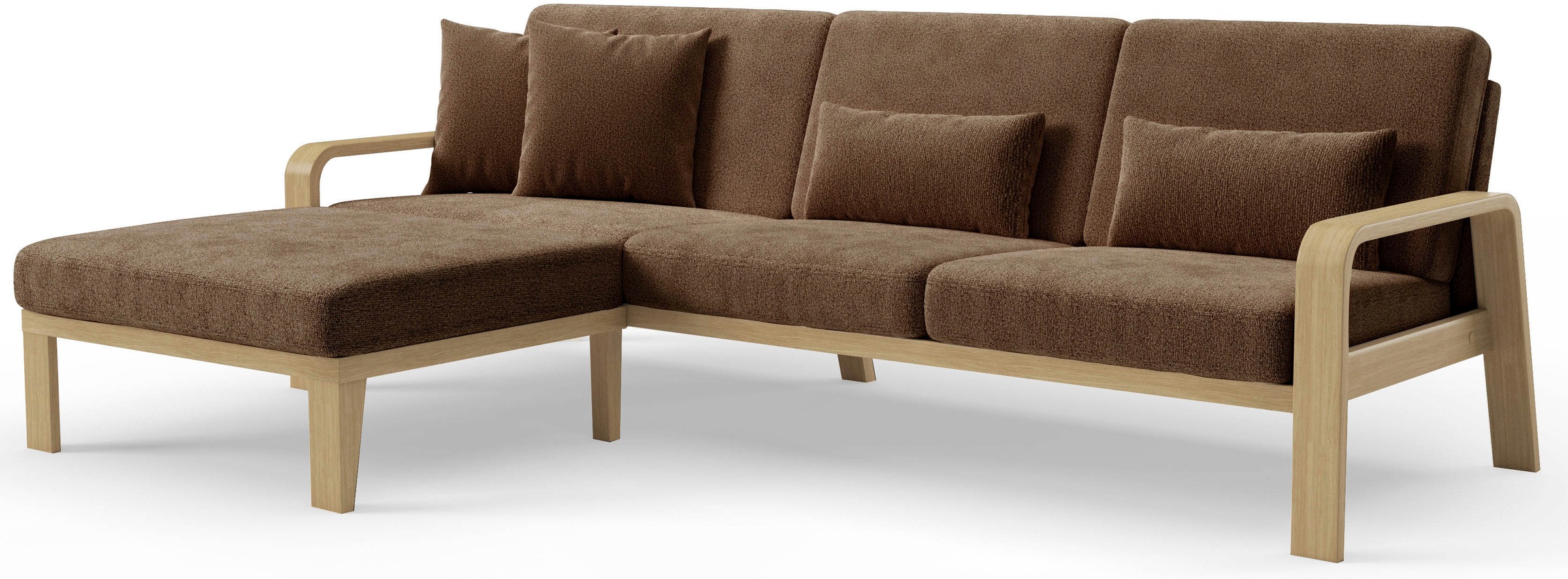 sit&more Ecksofa »Kolding L-Form«, Armlehnen aus Buchenholz in natur, verschiedene Bezüge und Farben