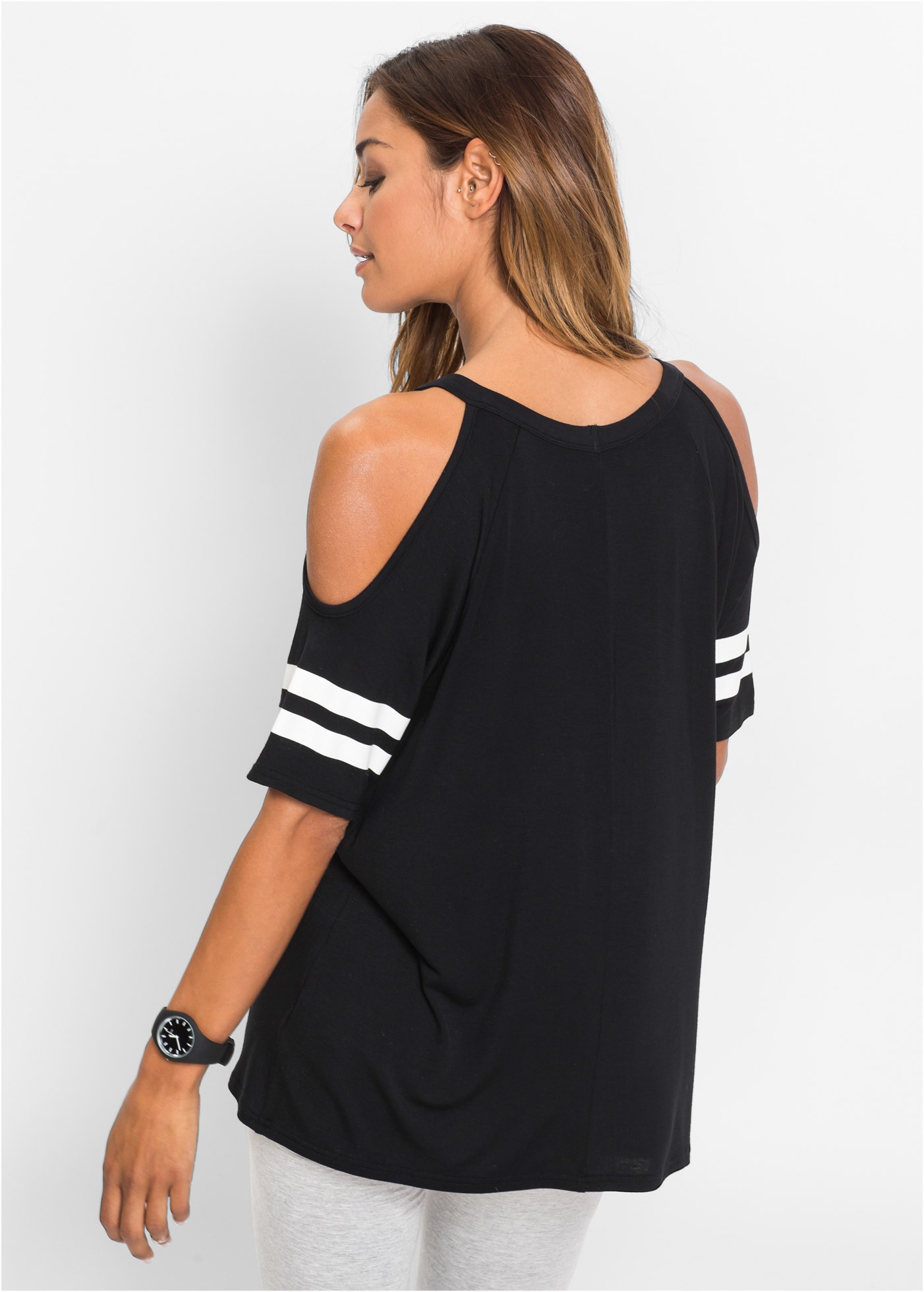 bonprix T-Shirt Loose Fit, mit Cut-Outs an den Schultern, aus Viskose günstig online kaufen