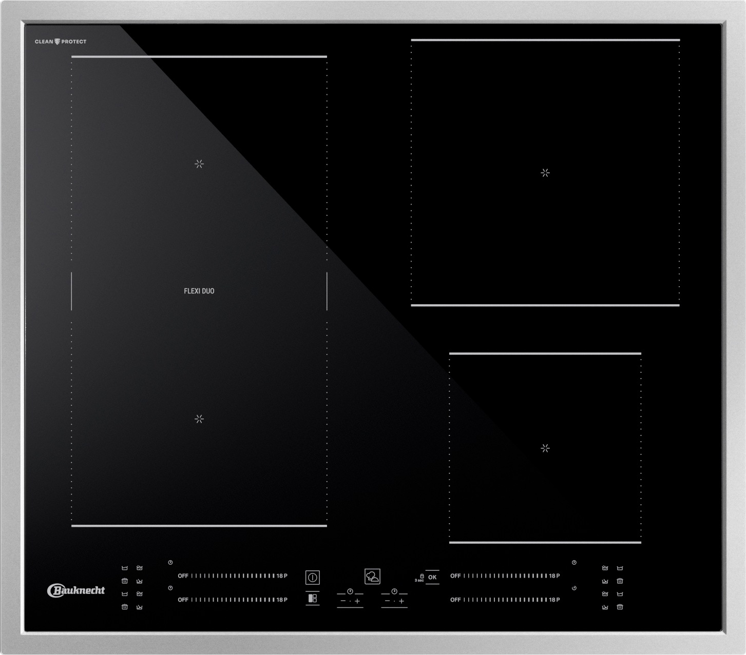 BAUKNECHT Flex-Induktions-Kochfeld »BS 5760C CPFT«, BS 5760C CPFT, CleanProtect – mühelose Reinigung nur mit Wasser