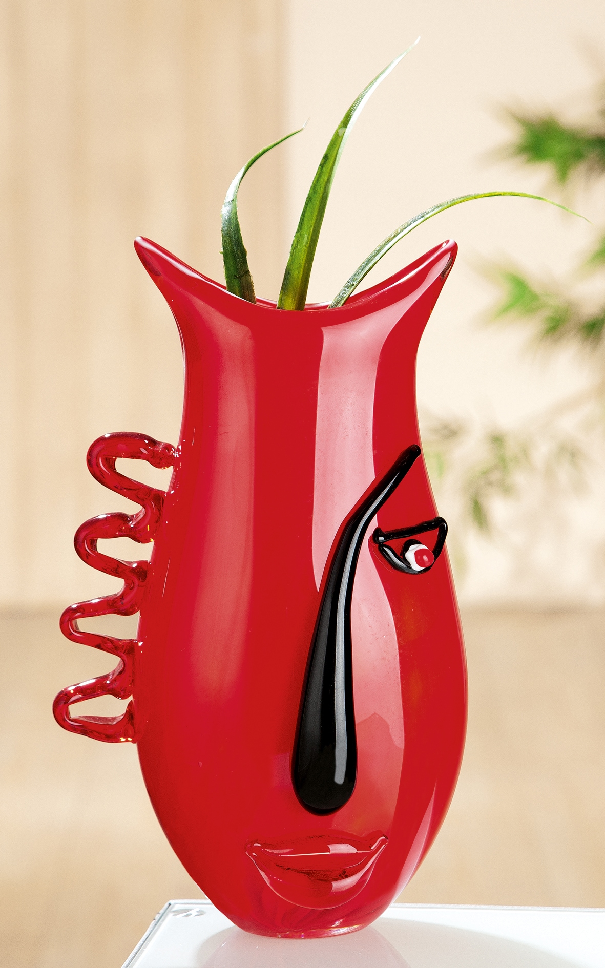 GILDE GLAS art Tischvase »Red Vase« aus Glas, Höhe ca. 33 cm