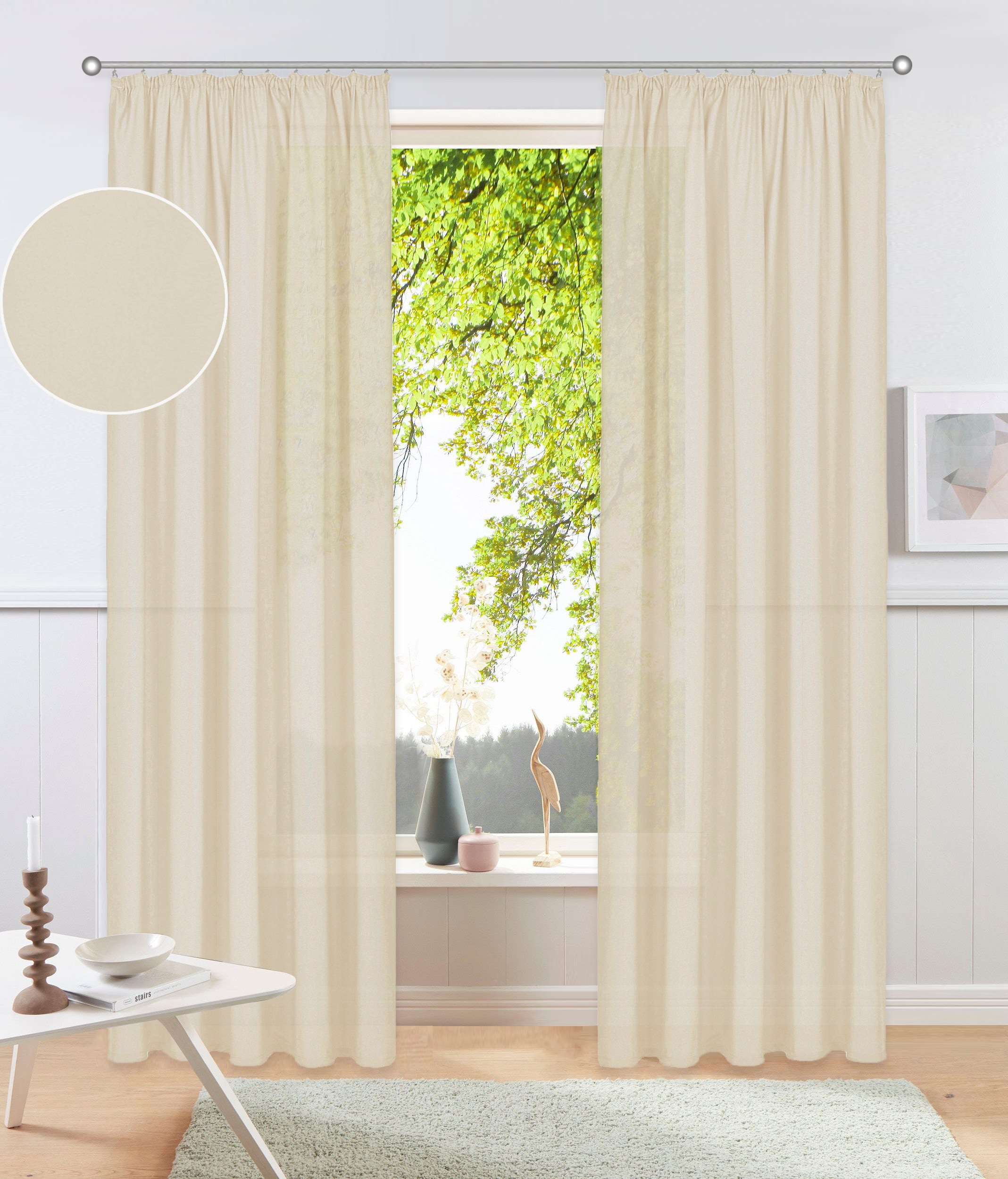 OTTO home Vorhang "Parry" Kräuselband 2 Stk. tlg. 2-er Set, blickdicht, monochrom, basic, einfarbig, Bestseller