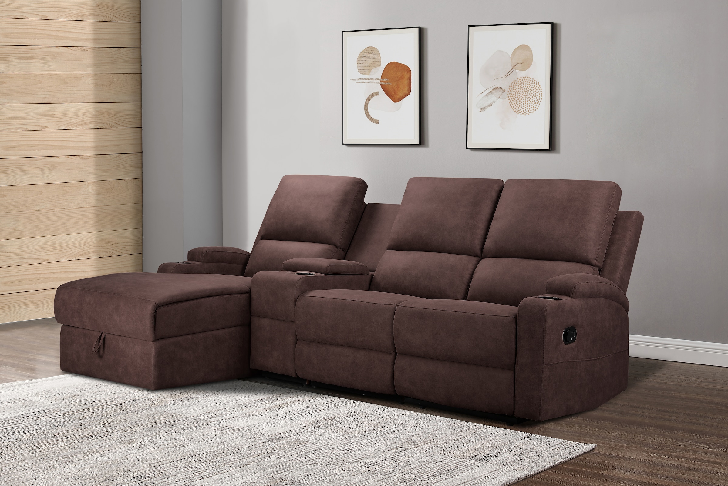 Home affaire Ecksofa »Napori Multimediasofa, 3er Kinosessel XXL, L-Form,«, Kinosofa mit Relaxfunktion, Getränkehalter, Staufach und Staukasten