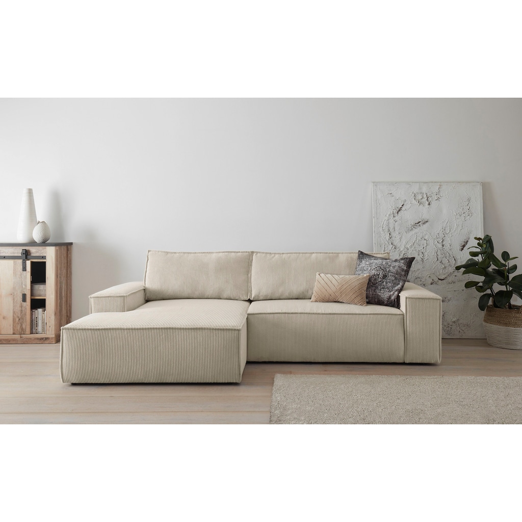 Ecksofa SHERWOOD Schlafsofa, mit Bettkasten, Cord-Bezug