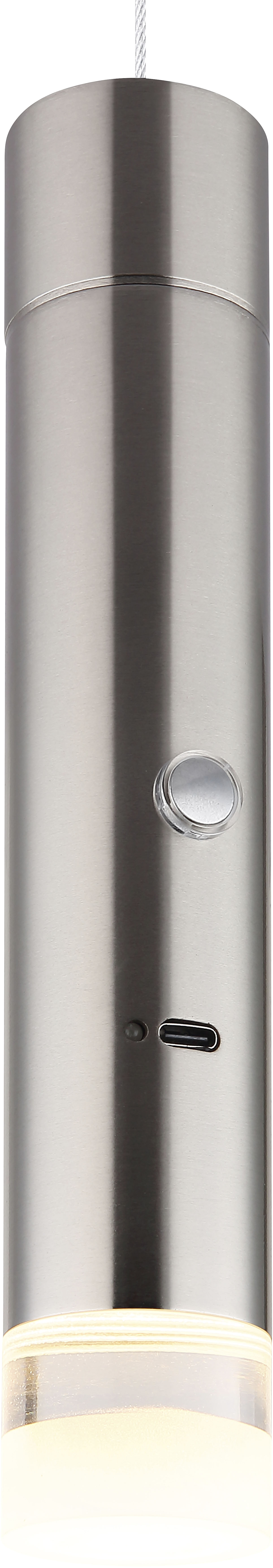 GLOBO LIGHTING Hängeleuchte "PELO", Ø 3,8cm H: 120cm, 1 Stk.nickel matt, Leuchten, Hängelampe Esszimmer-Leuchte Esstischleuchte Wohnzimmer