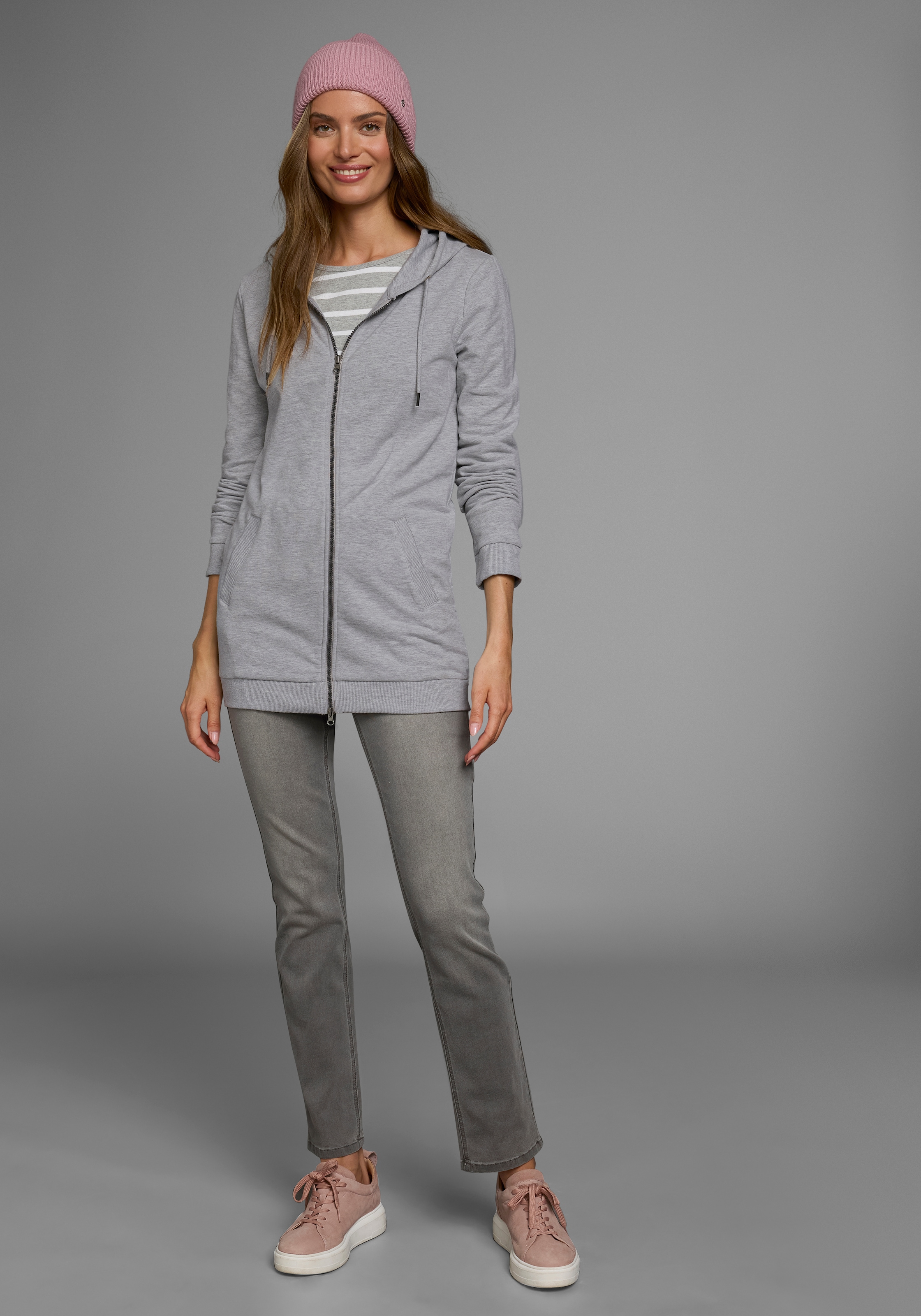 Flashlights Sweatjacke, in langer Form mit Zipper