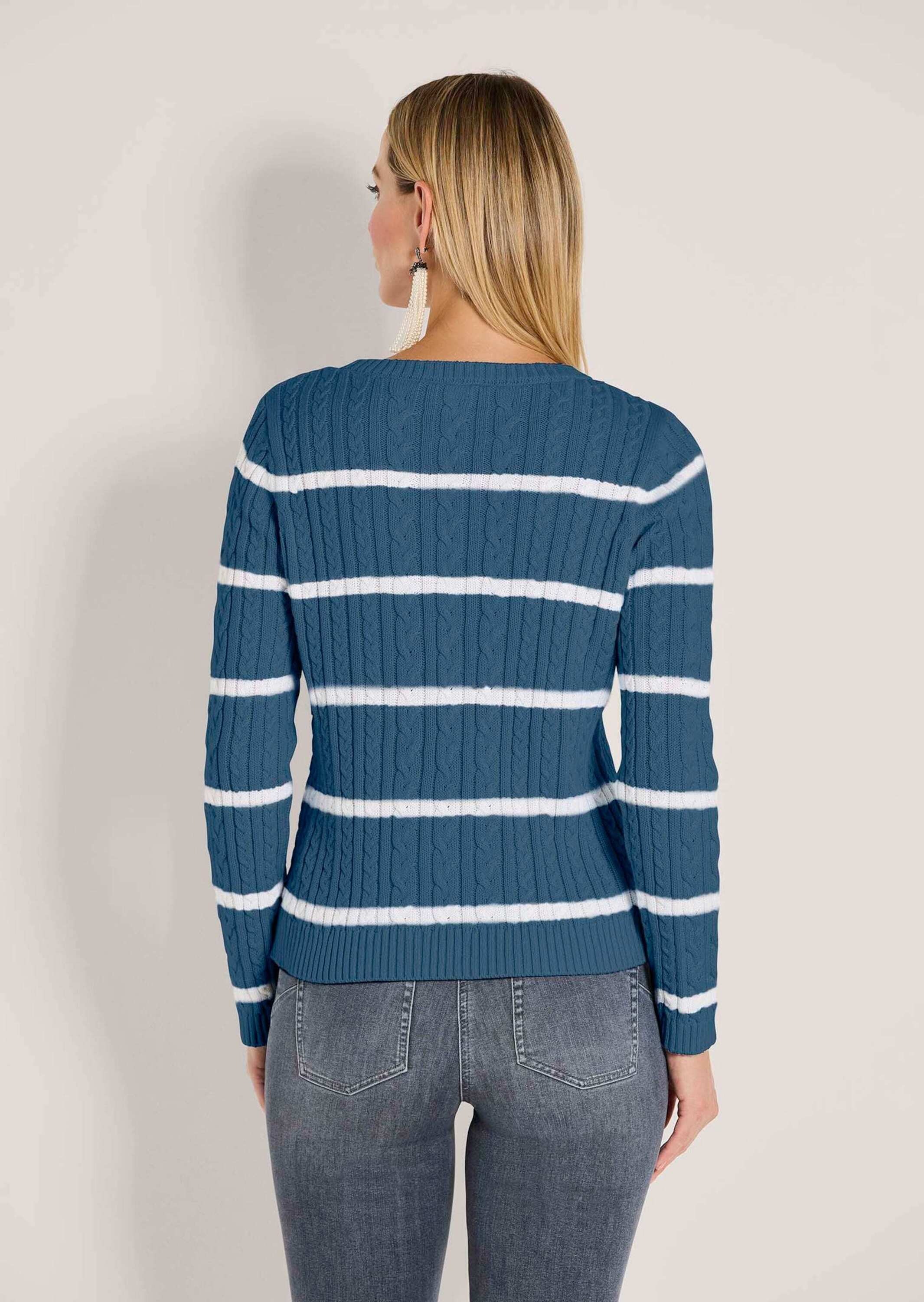 Madeleine Long Pullover White/Blue Size 48 3