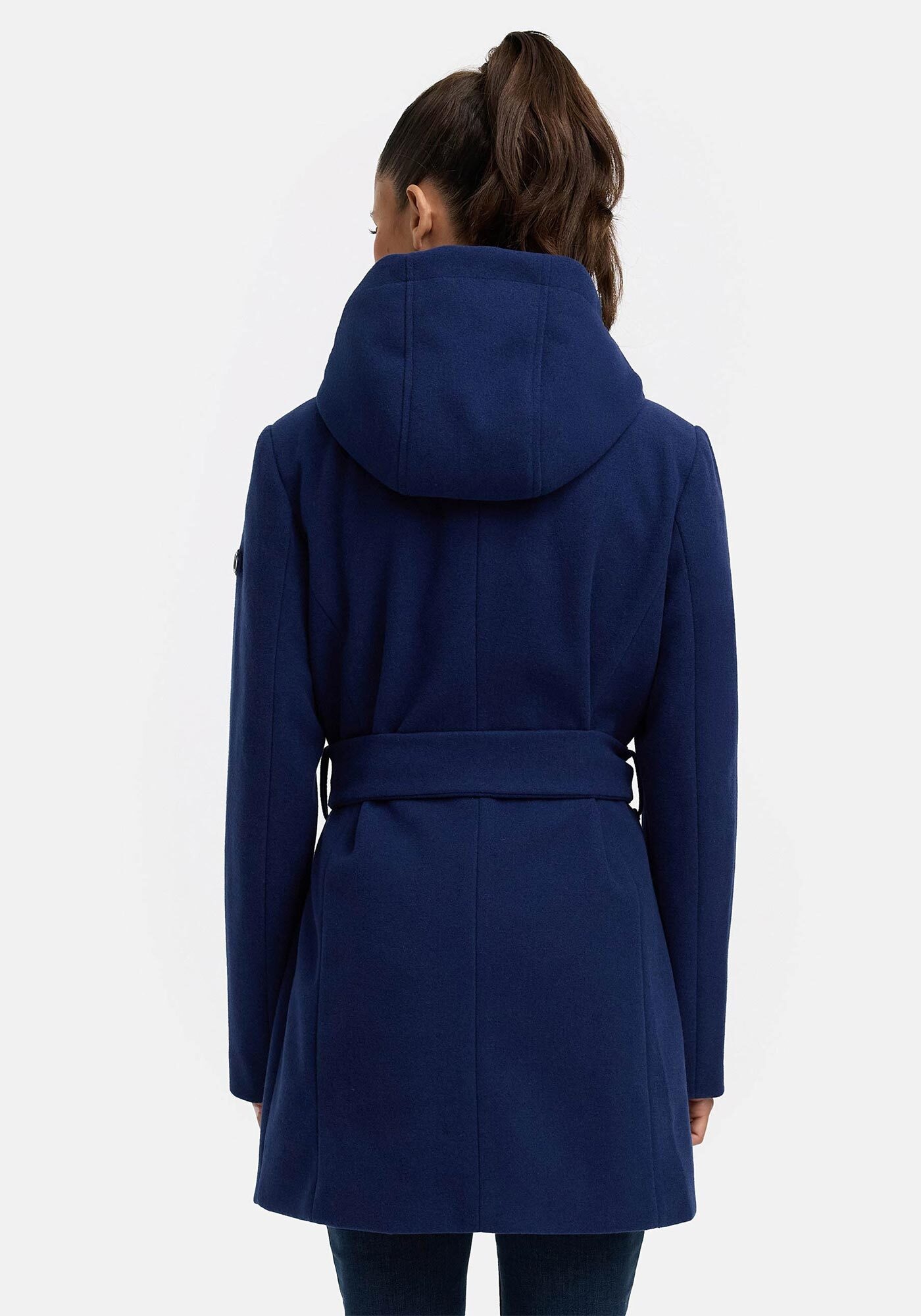 Marikoo Kurzmantel »Katalinaa«, Eleganter Wickel Mantel mit Taillengürtel und Oversized Hood Kapuze