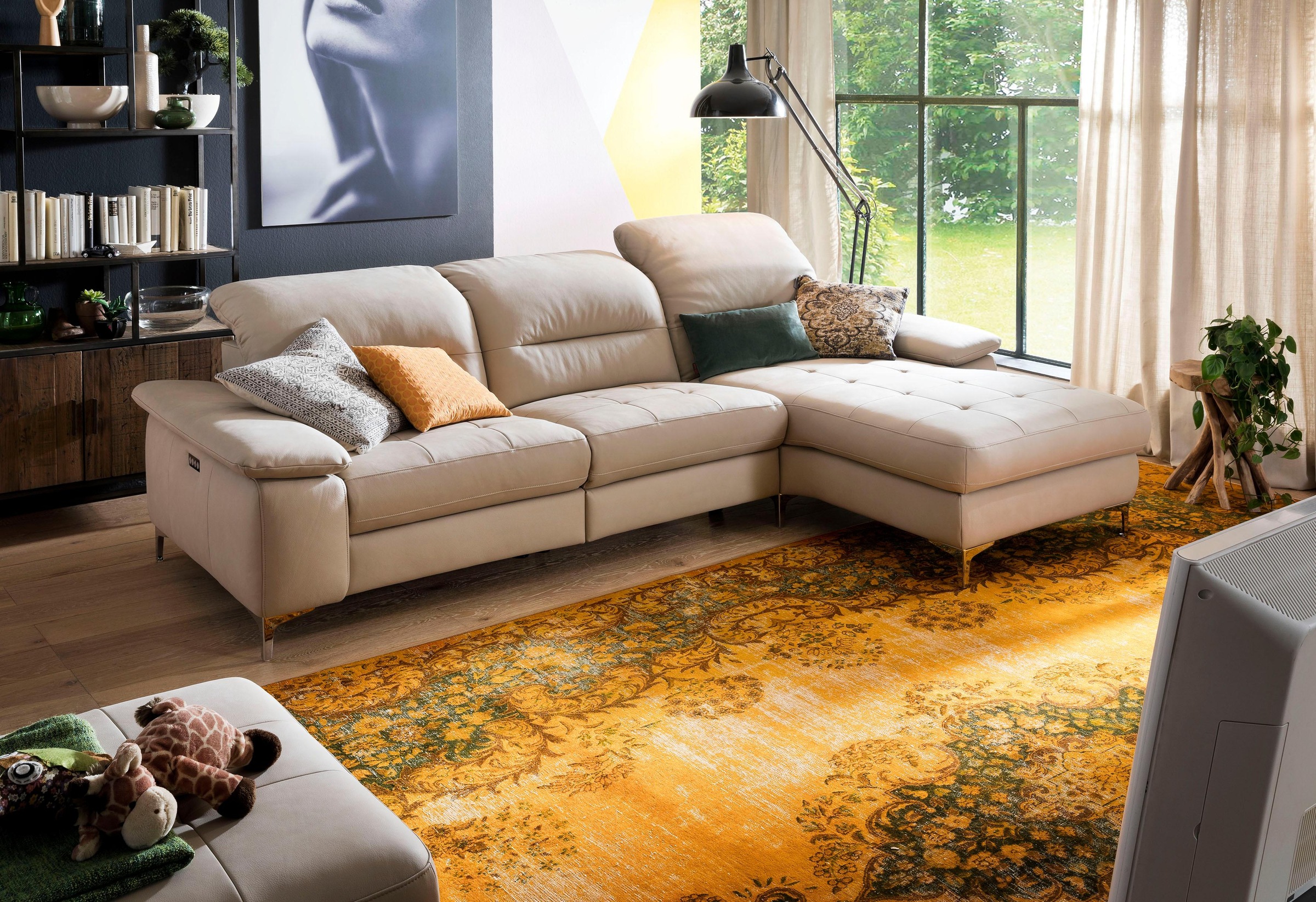 Places of Style Ecksofa »Basel L-Form«, mit vollmotorischer Relaxfunktion und motorischer Recamiere