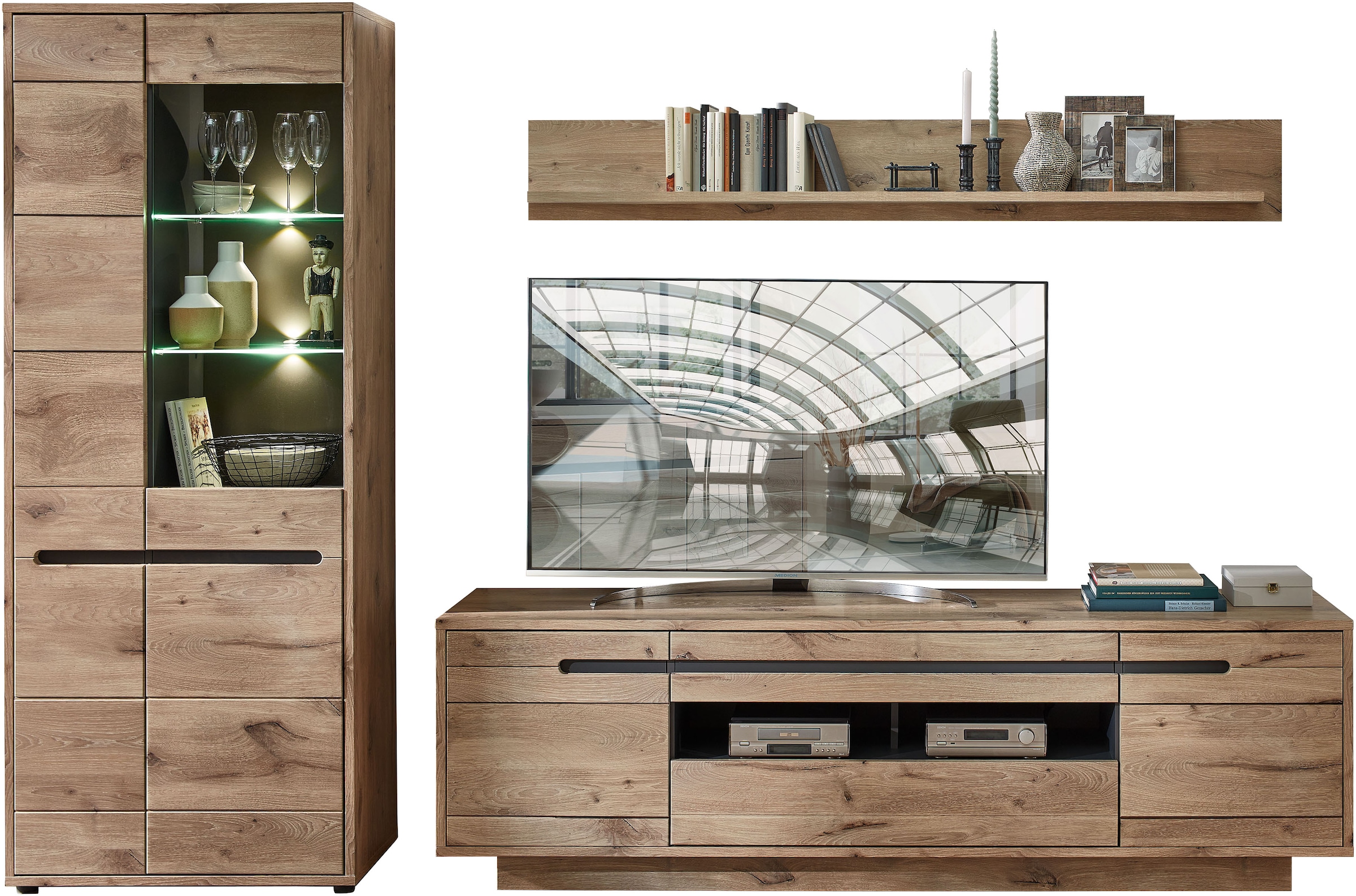 Innostyle Wohnwand »BELLANO«, (Komplett-Set, 3 St.), inkl. LED-Beleuchtung