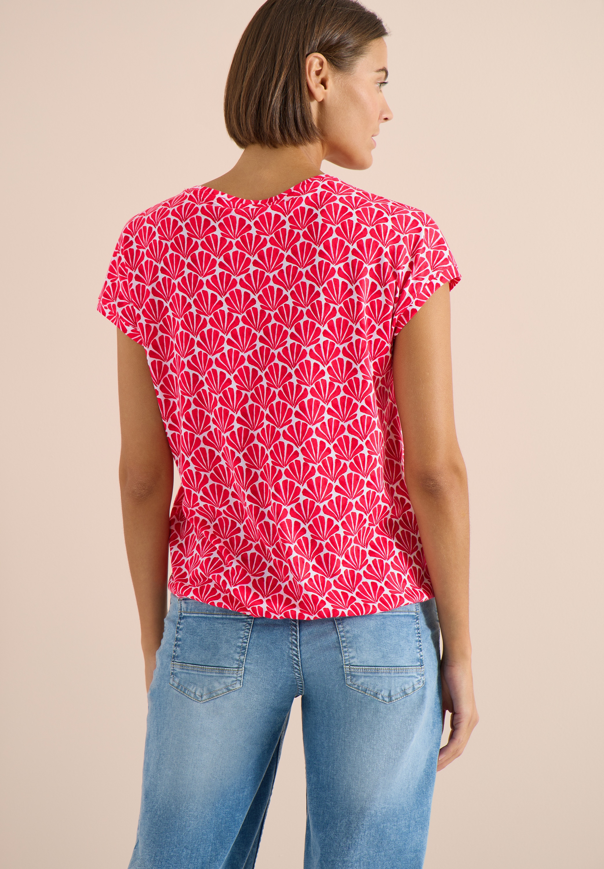 Cecil T-Shirt mit Modal und Spitzendetail, Alloverprint