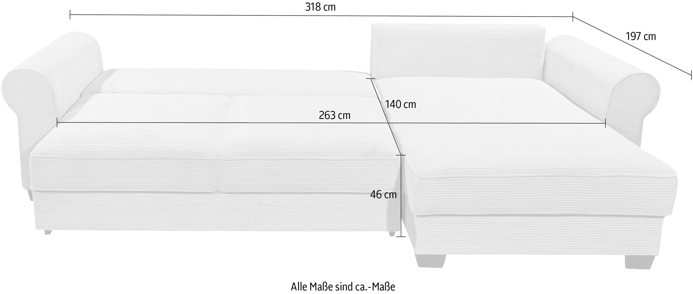 ED EXCITING DESIGN Ecksofa »Angelina L-Form«, frei im Raum stellbar, mit Bettkasten, mit Schlaffunktion