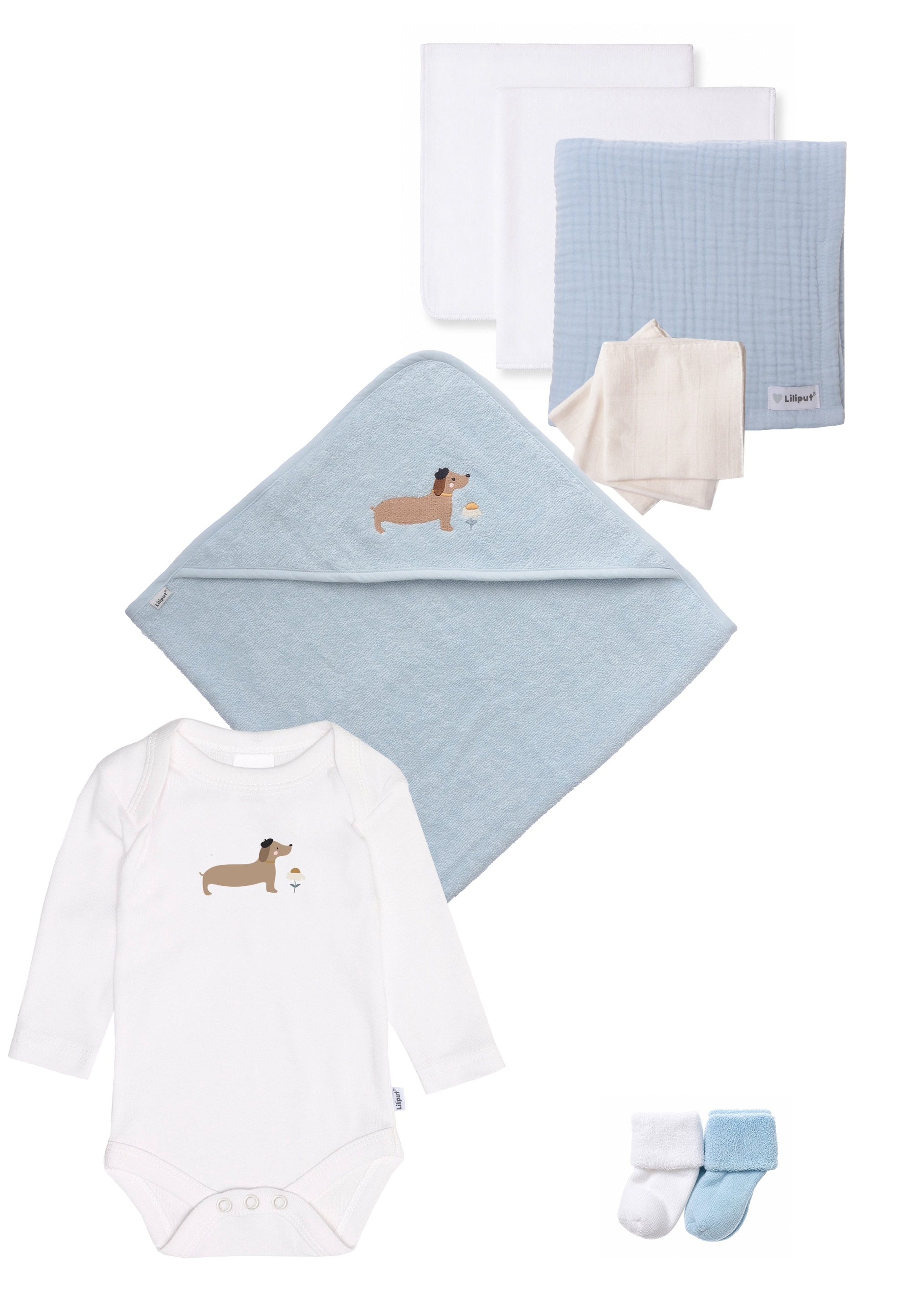 Liliput "Dackel" 10 mit Baby-Body und Badetuch