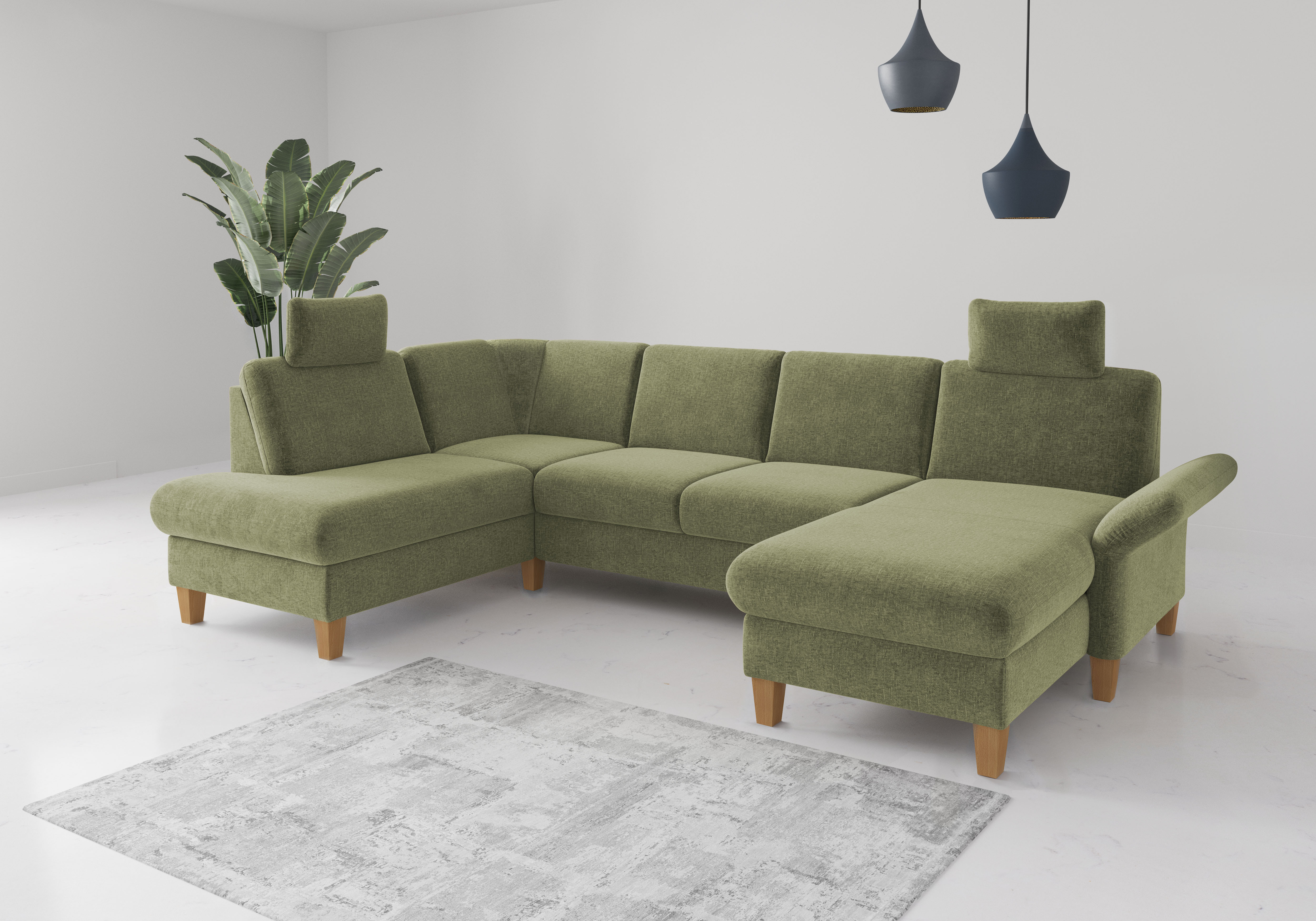OTTO home Wohnlandschaft "Rochelle, U-Form" optional mit Armteilverstellung, mit Schlaffunktion & Bettkasten