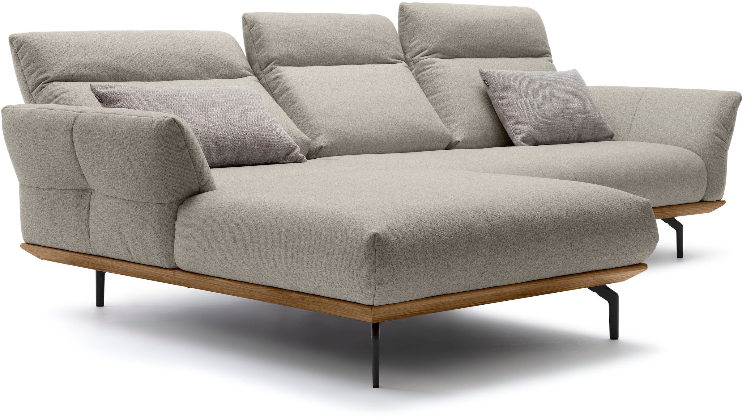 hülsta sofa Ecksofa »hs.460«, Sockel in Nussbaum, Winkelfüße in Umbragrau, Breite 298 cm