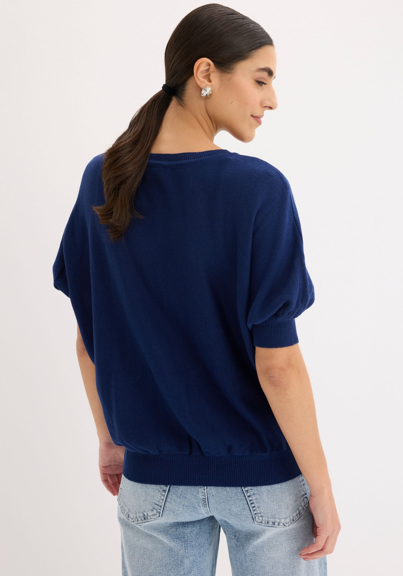 bonprix Strickpullover aus Baumwoll-Mix, mit Rundhalsausschnitt, bequeme Passform
