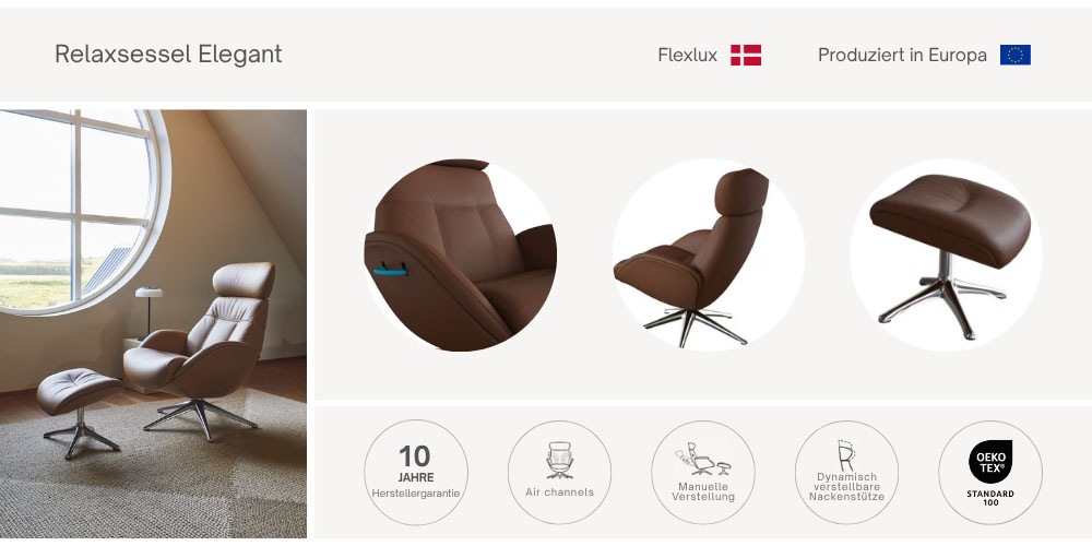 FLEXLUX Relaxsessel "Relaxchairs Elegant", Premium Komfort, Rücken- & Kopft günstig online kaufen