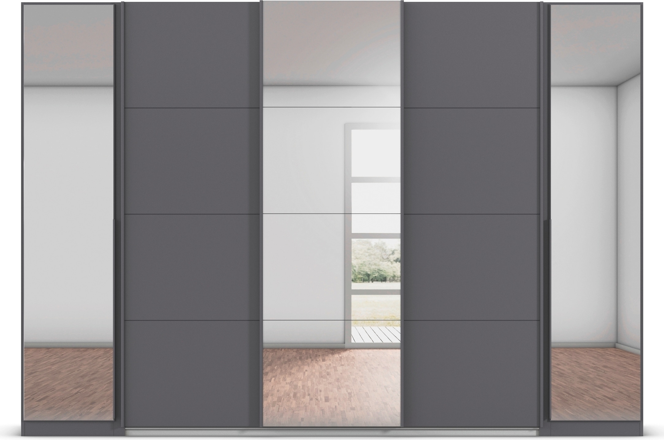 rauch Schwebetürenschrank »Agordo«, (im angesagten Mix aus Dreh- und Schwebetüren), optional mit Spiegel und zwei Griff-Farben MADE IN GERMANY