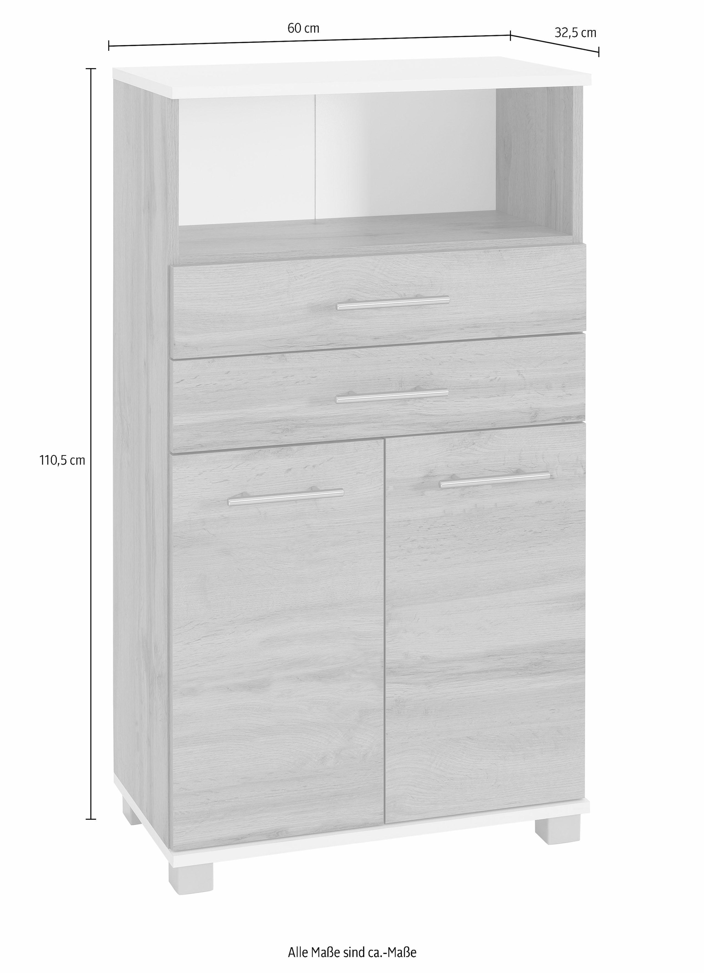 Schildmeyer Midischrank »Emmi in verschiedenen Farben«, Breite 60 cm, Metallgriffe, mit 2 Schubkästen