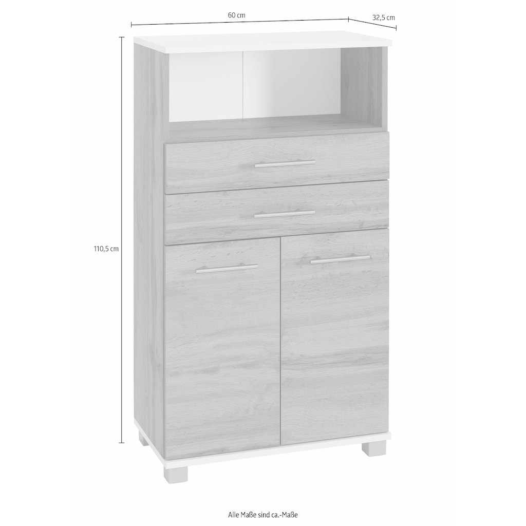 Schildmeyer Midischrank »Rhodos«, Breite 60 cm, verstellbarer Einlegeboden, Metallgriffe, 2 Schubladen