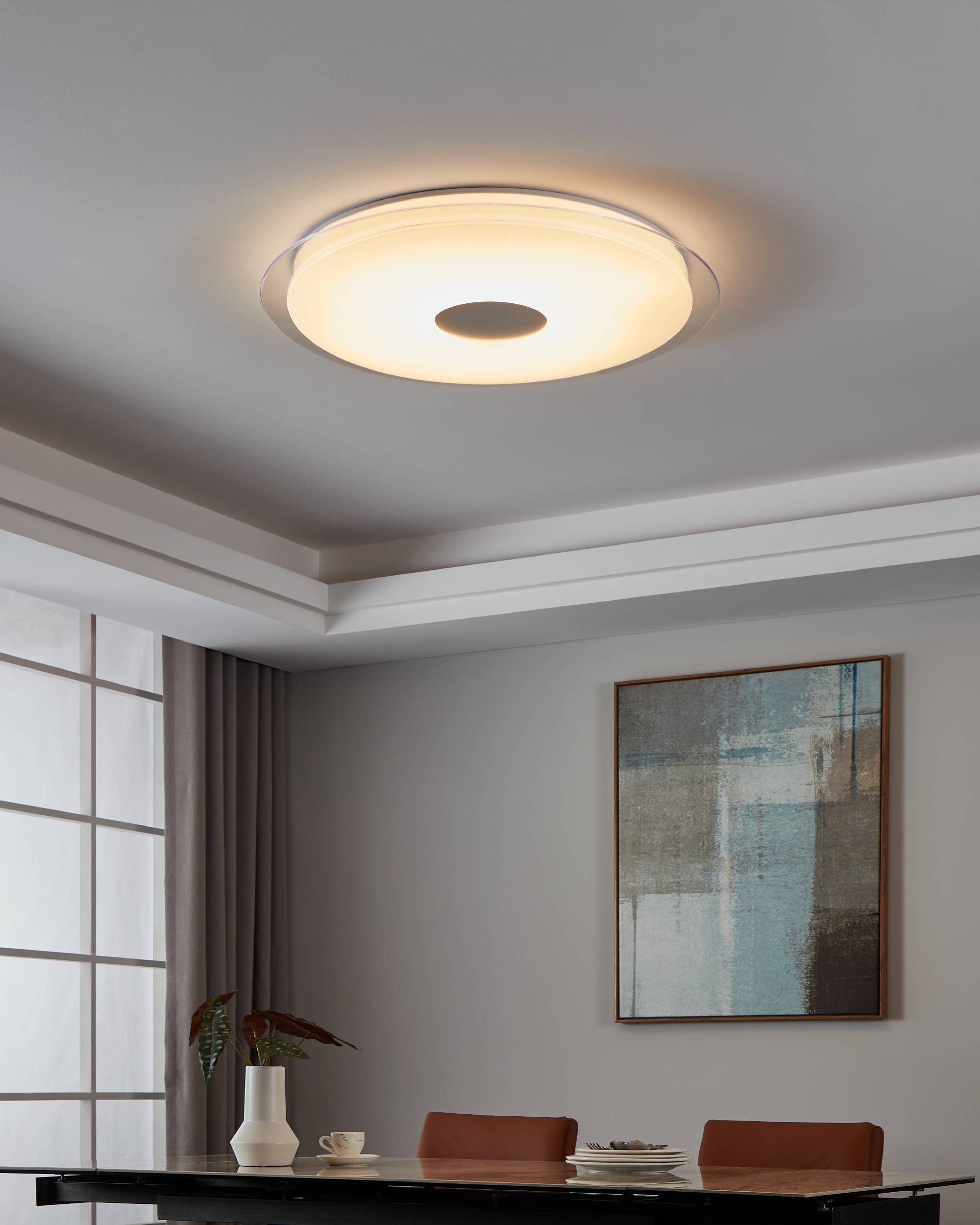 EGLO LED-Deckenleuchte »LANCIANO-Z« in weiß und transparent aus Stahl / inkl. LED fest integriert - 38,1 Watt, Durchm. ca. 77cm