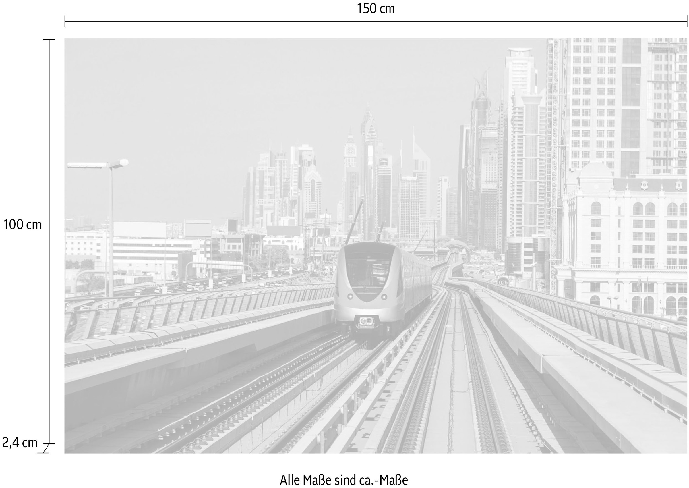 queence Acrylglasbild »Bahngleis«, Kunst-Züge-Zugbilder-Städte-Gebäude, Fine Art-Print in Galeriequalität