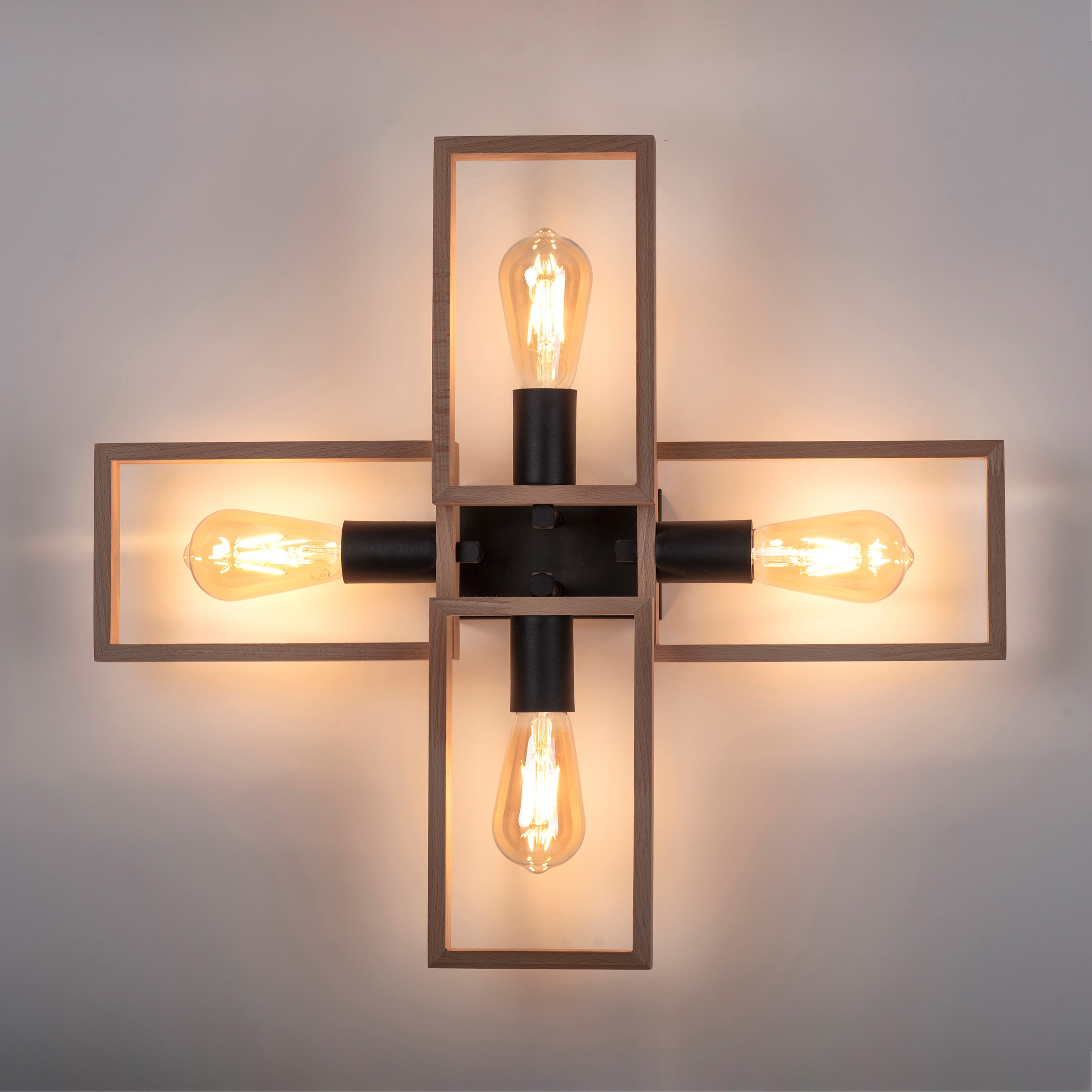 affaire | (Akazienholz), Leuchtmittel flammig-flammig, aus Deckenlampe Holz Deckenleuchte geeignet E27 4 Home für »Nohen«, BAUR