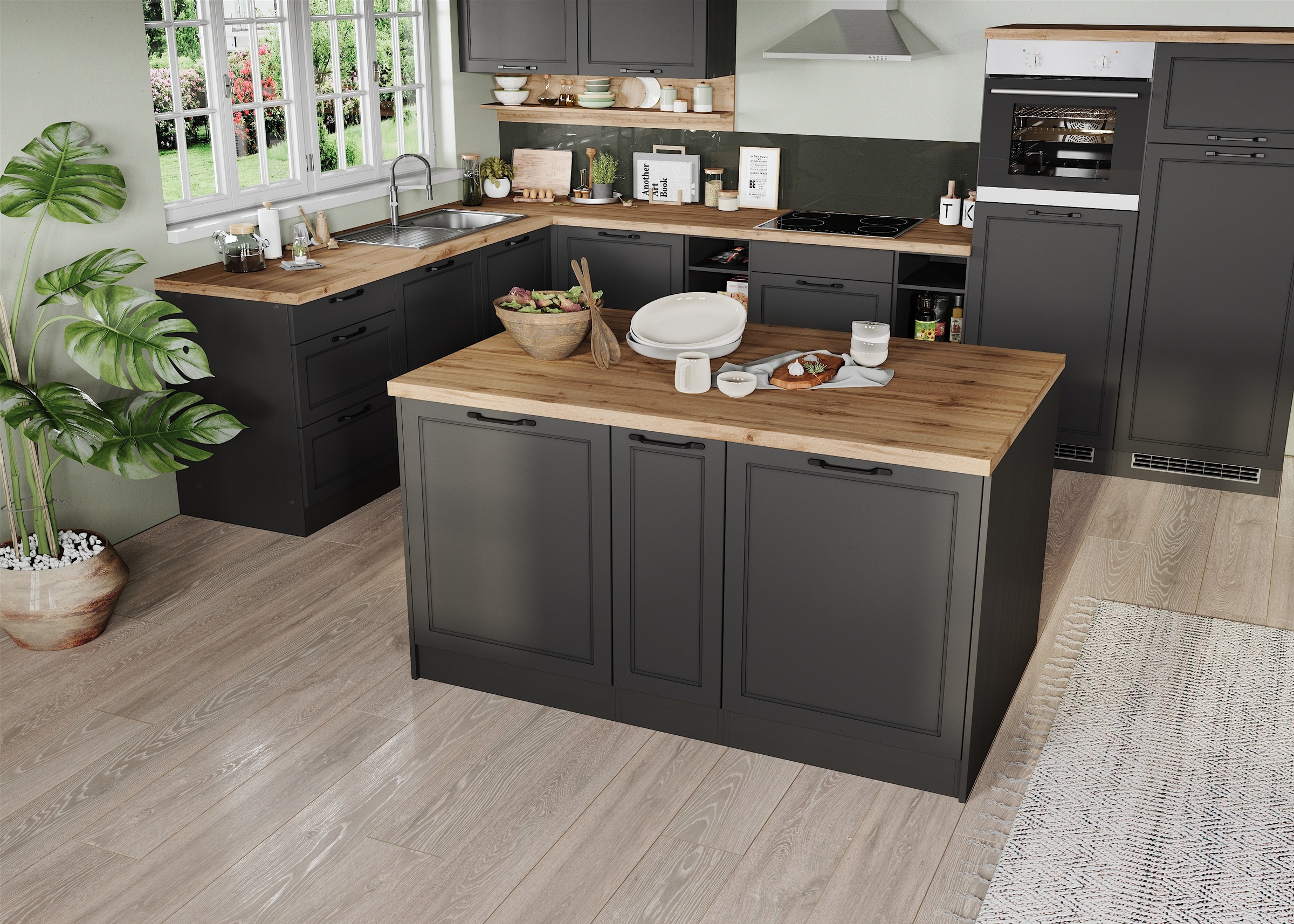 KOCHSTATION Kücheninsel »KS-Lana, Breite 153 cm«, MDF-Fronten, Arbeitsplatte 38mm stark